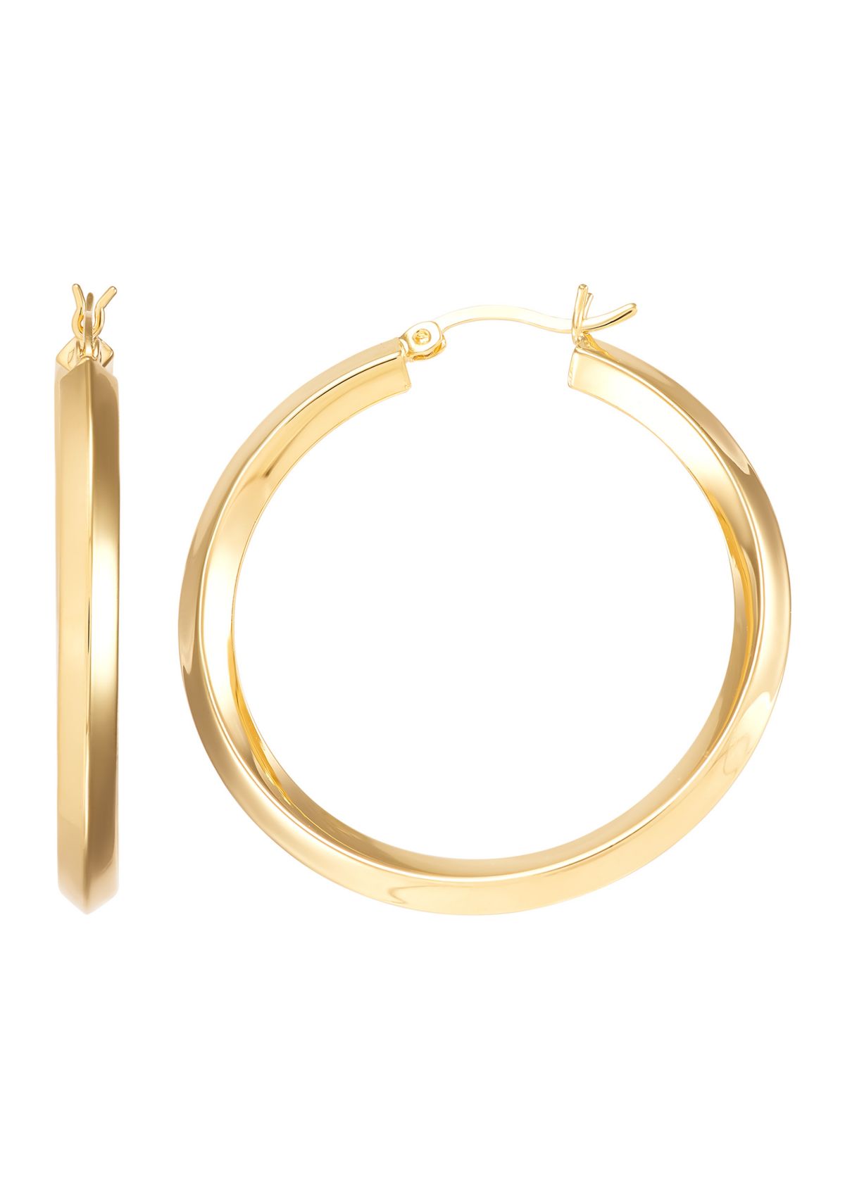 Round Tube Hoop Earrings in Gold Over Silver