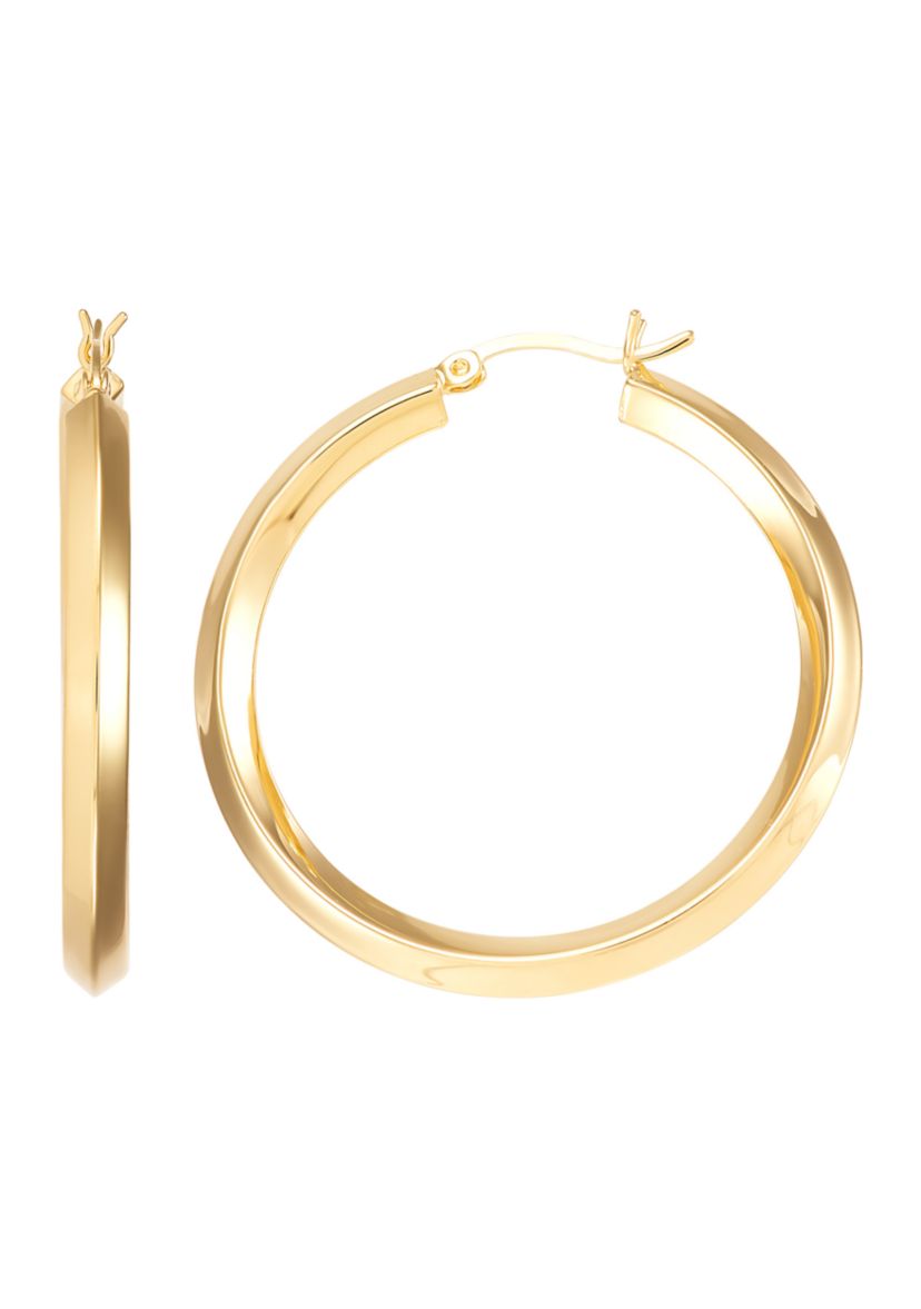 Round Tube Hoop Earrings in Gold Over Silver