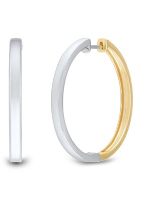 Belk & Co Two-Tone Rhodium Hoop Earrings in Sterling Silver