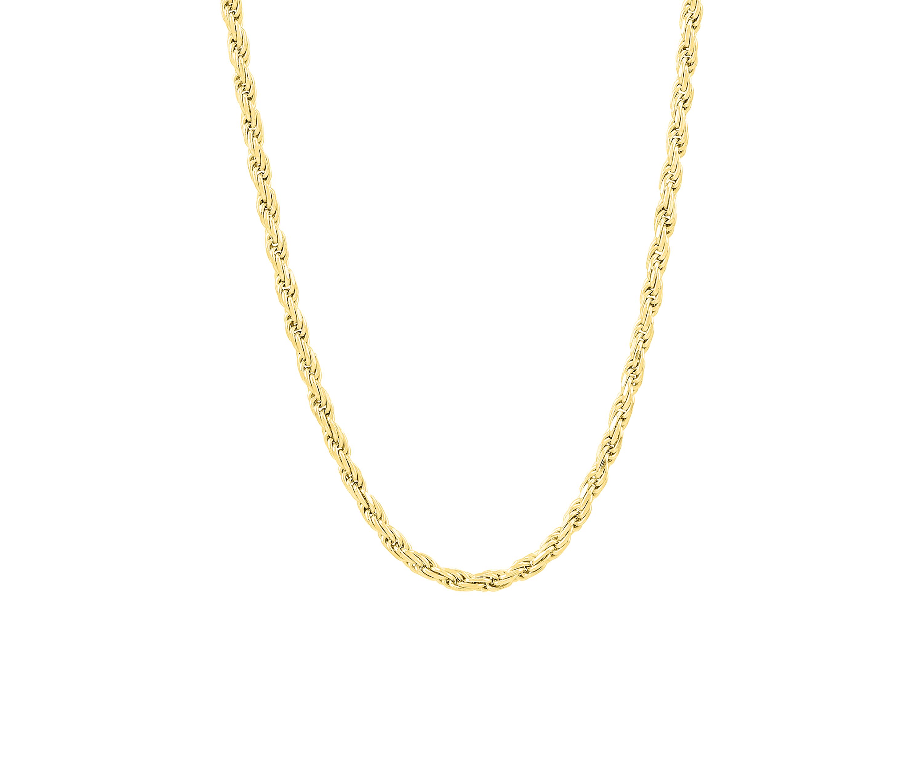 1.7 Millimeter Solid Rope Chain Necklace in Gold Over Sterling Silver