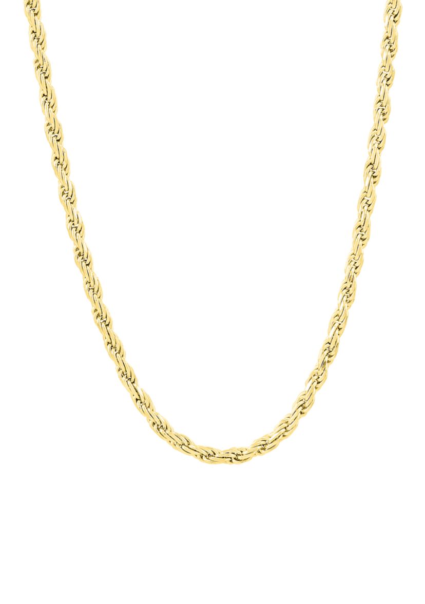 1.7 Millimeter Solid Rope Chain Necklace in Gold Over Sterling Silver