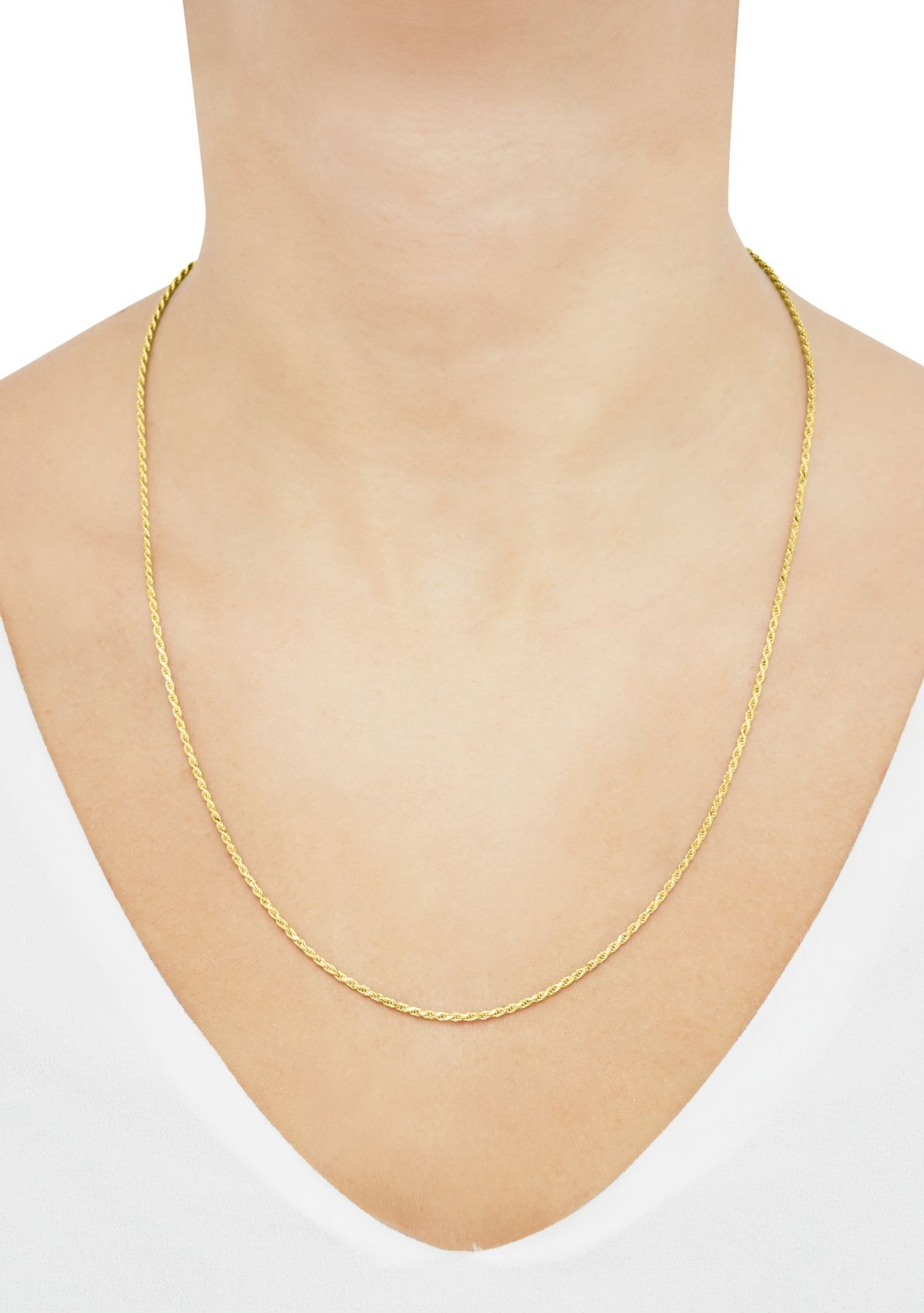 1.7 Millimeter Solid Rope Chain Necklace in Gold Over Sterling Silver