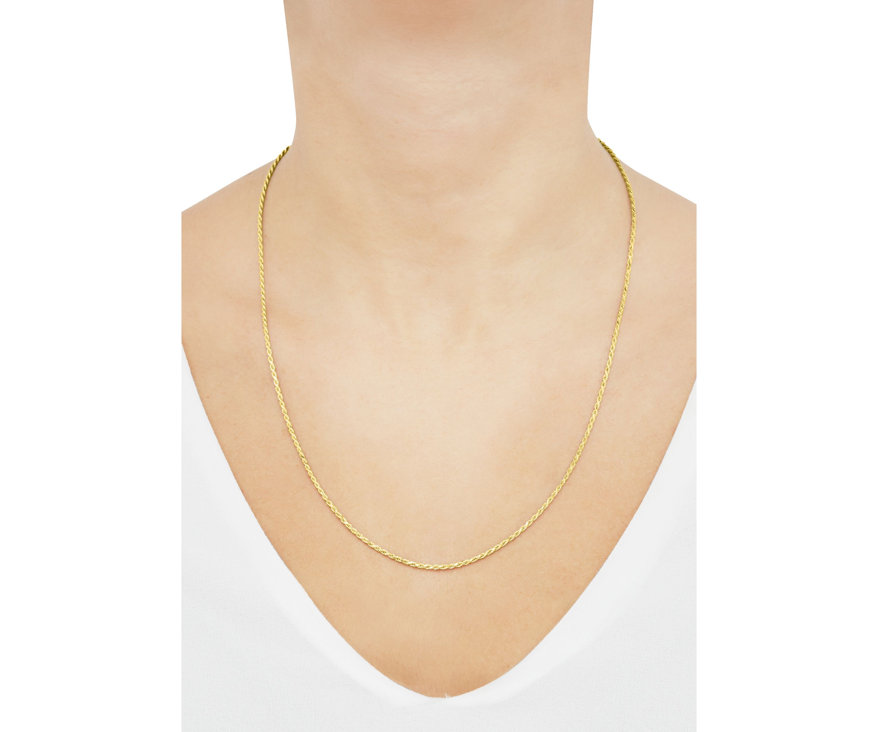 1.7 Millimeter Solid Rope Chain Necklace in Gold Over Sterling Silver