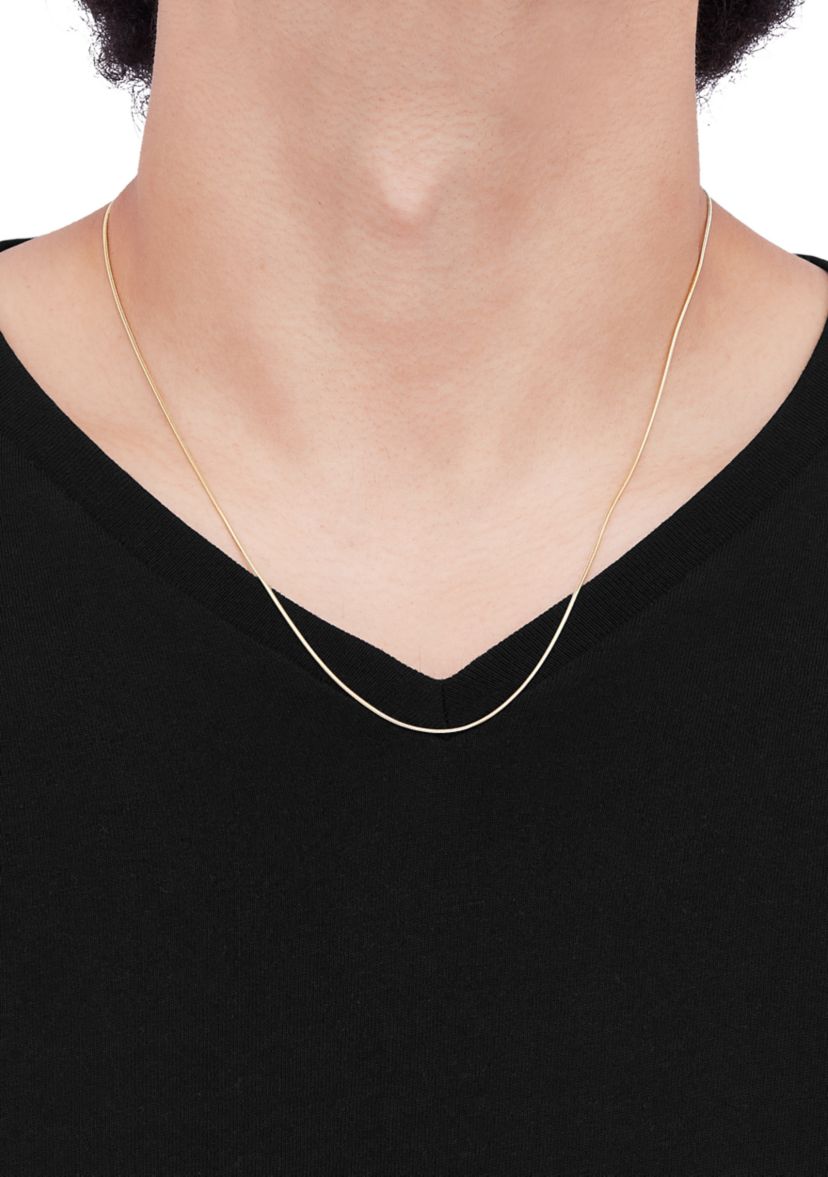 1 Millimeter Round Snake Chain Necklace in Gold Over Sterling Silver