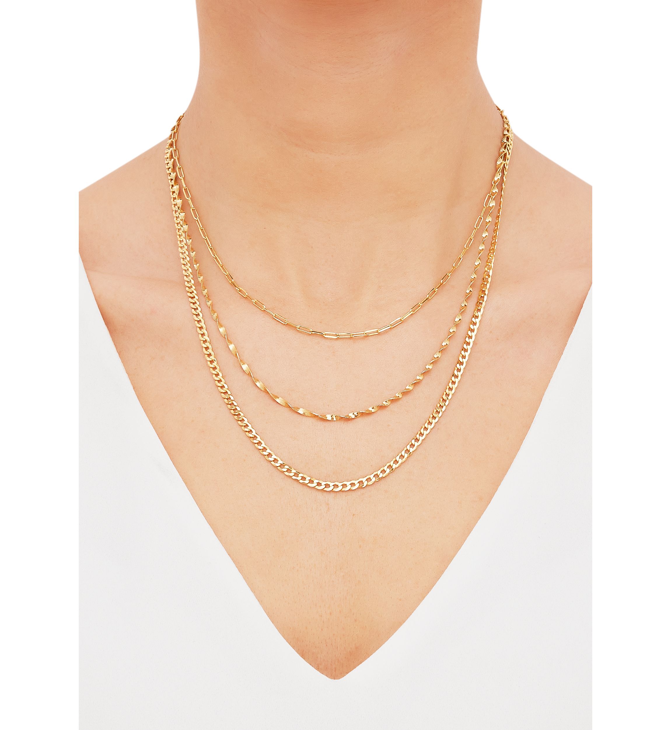 Triple Layered Necklace in Sterling Silver
