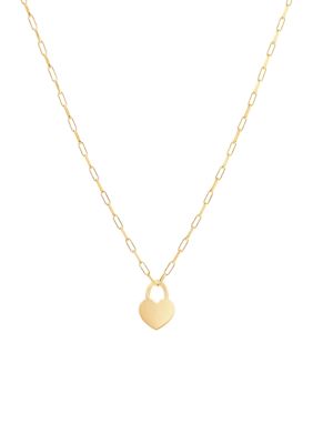 Belk & Co Heart Shape Padlock Necklace in Gold Over Silver, 18 in