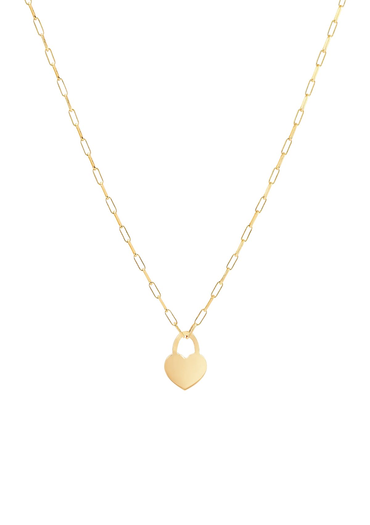 Heart Shape Padlock Necklace in Gold Over Silver