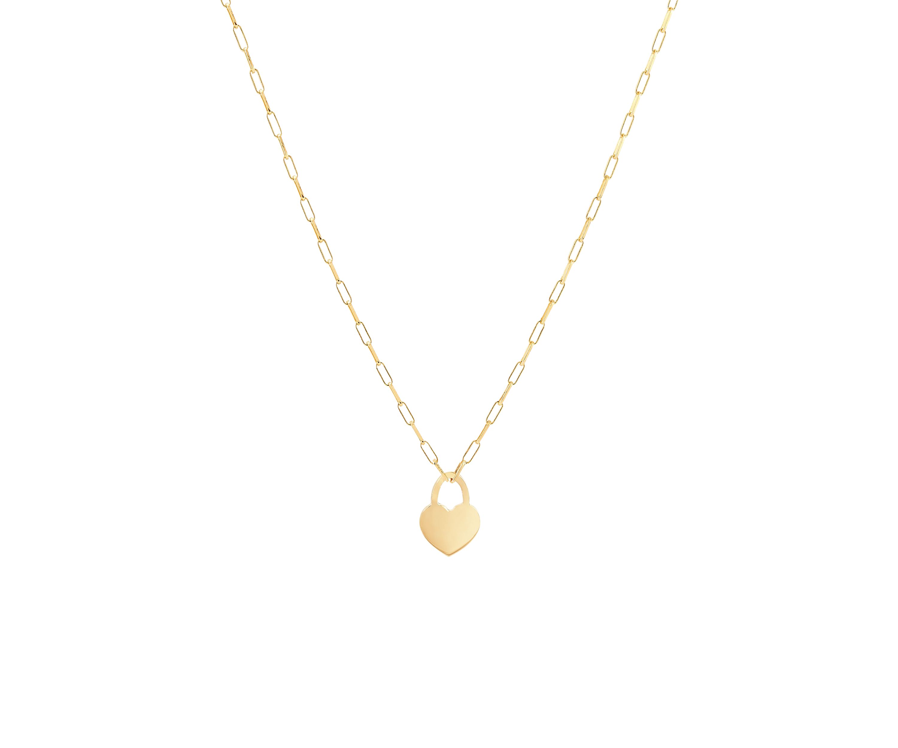 Heart Shape Padlock Necklace in Gold Over Silver