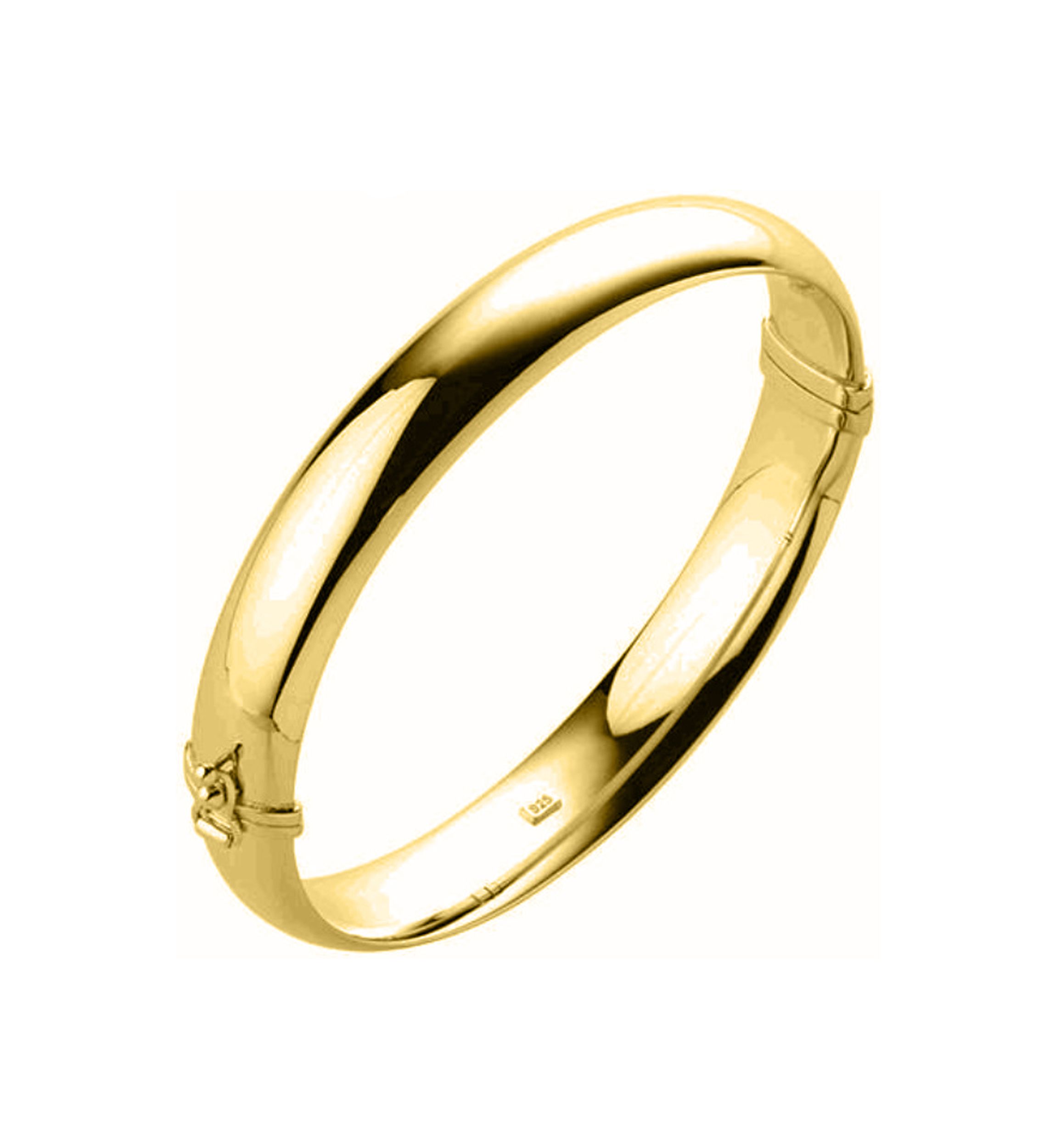 10 Millimeter Tube Hinge Bangle Bracelet in Gold Over Sterling Silver