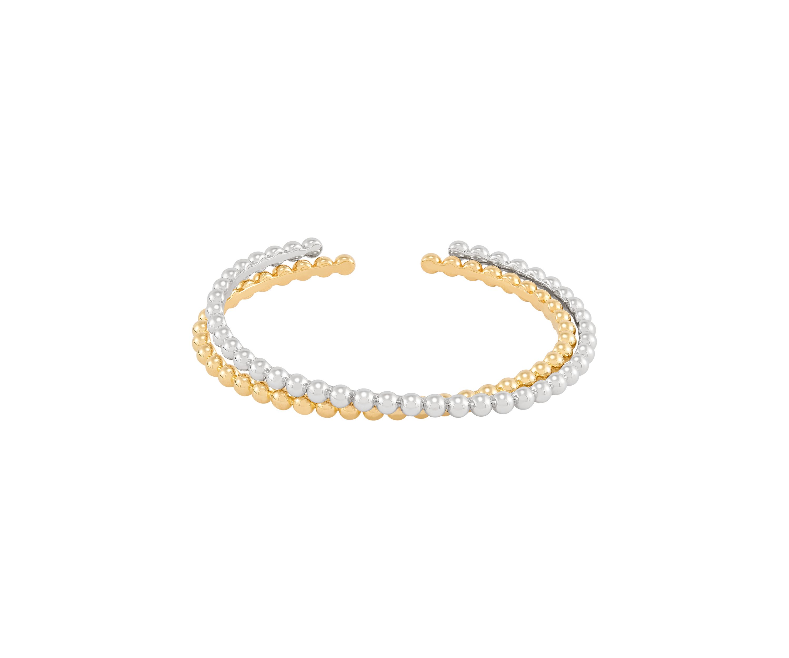 2 Row Beads Design Cuff Bangle Bracelet 