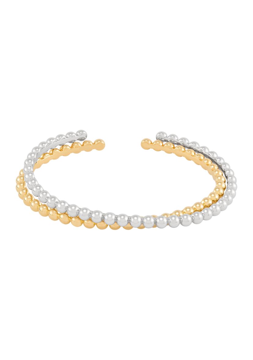2 Row Beads Design Cuff Bangle Bracelet 