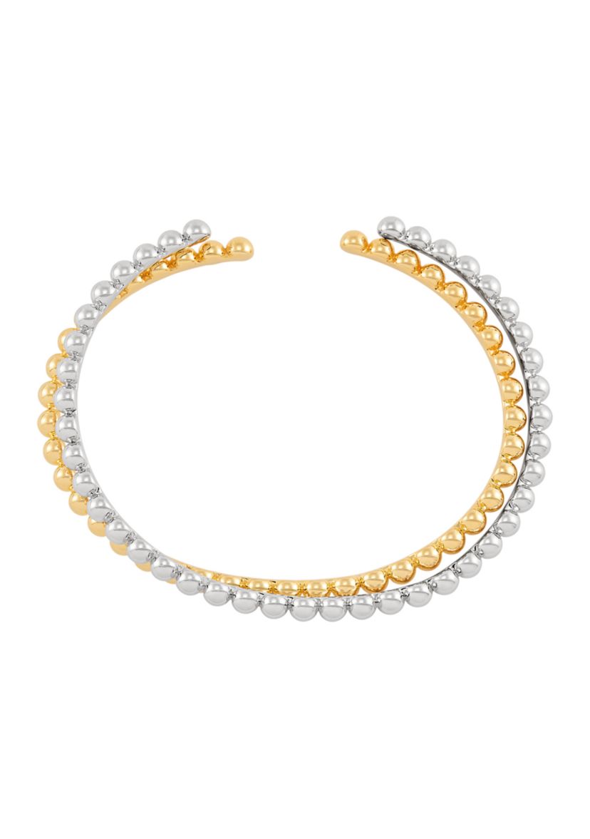 2 Row Beads Design Cuff Bangle Bracelet 
