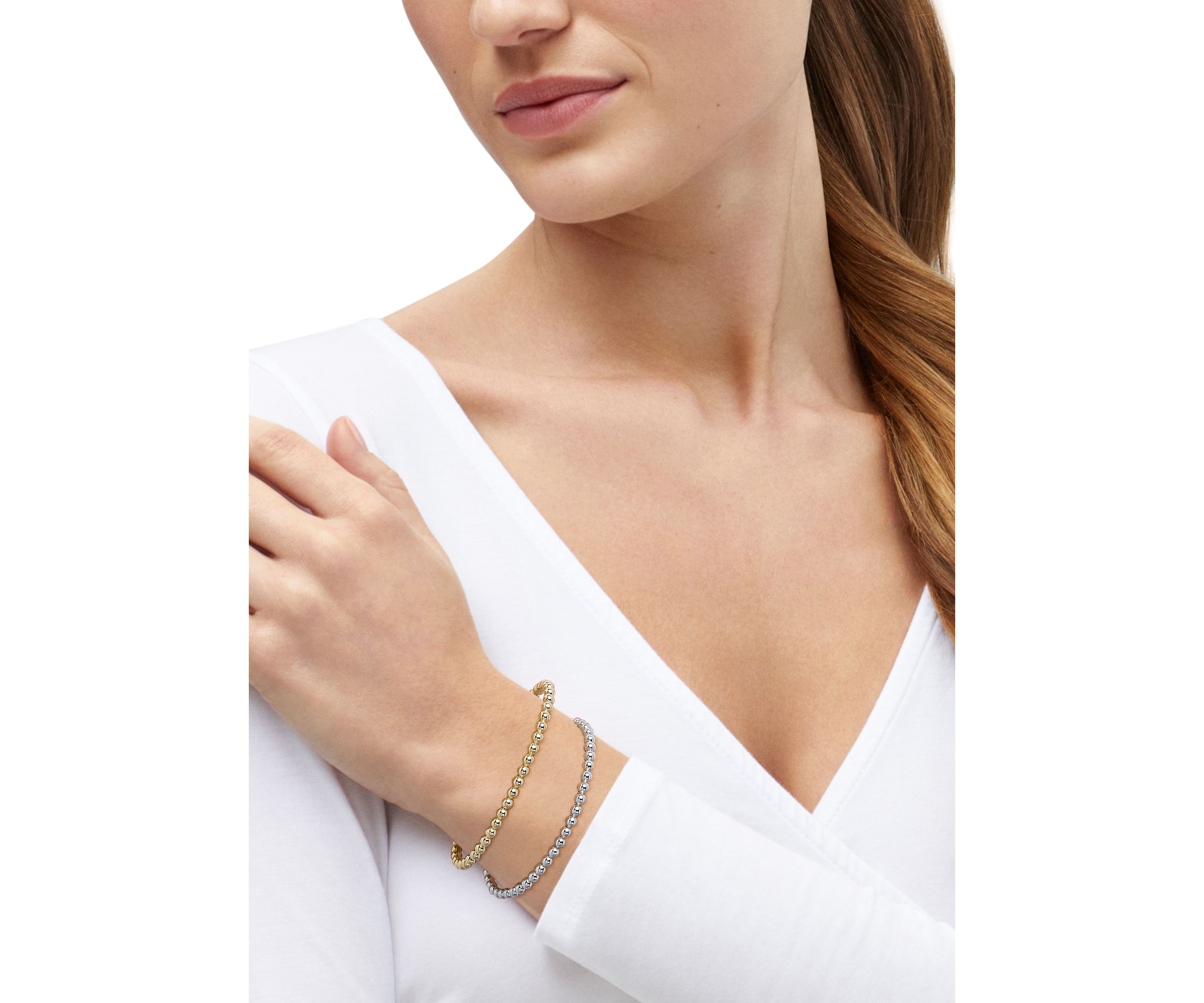 2 Row Beads Design Cuff Bangle Bracelet 