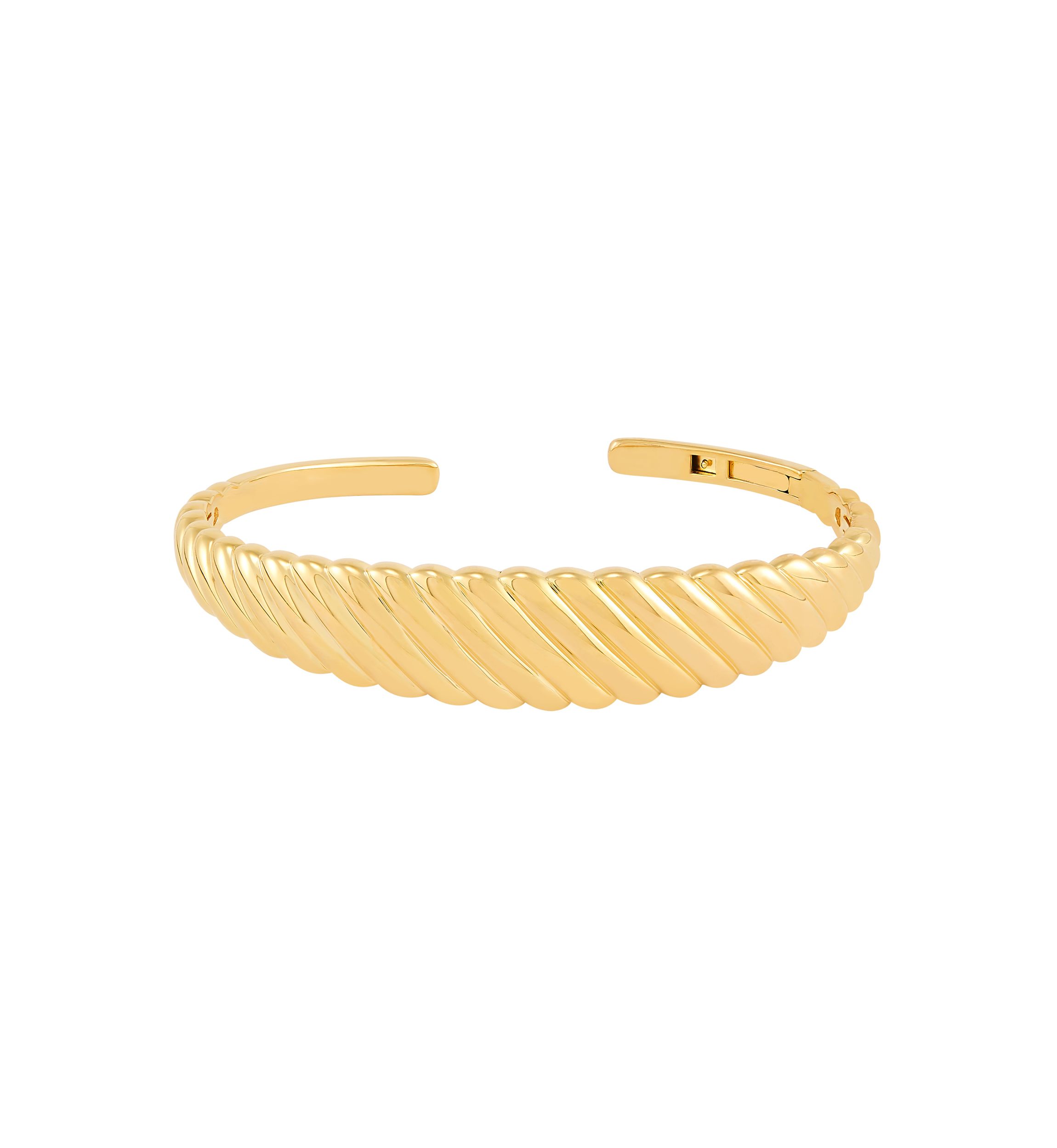 Shrimp Cuff Bangle Bracelet in Gold Over Silver
