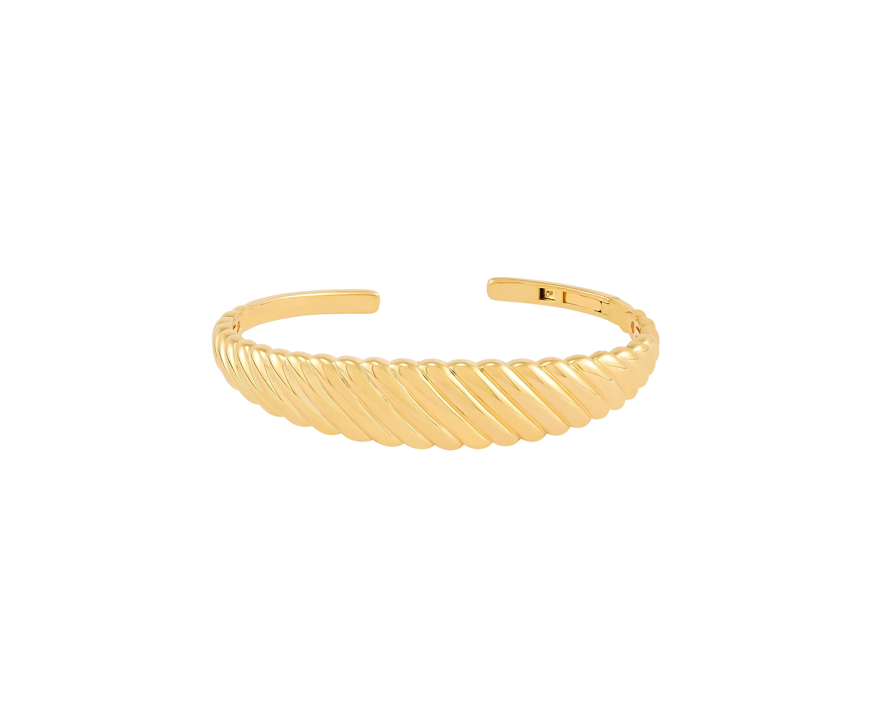 Shrimp Cuff Bangle Bracelet in Gold Over Silver