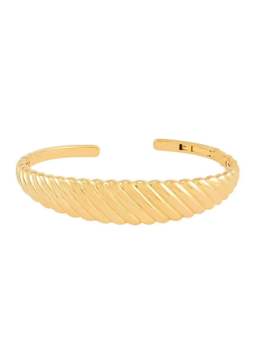 Shrimp Cuff Bangle Bracelet in Gold Over Silver