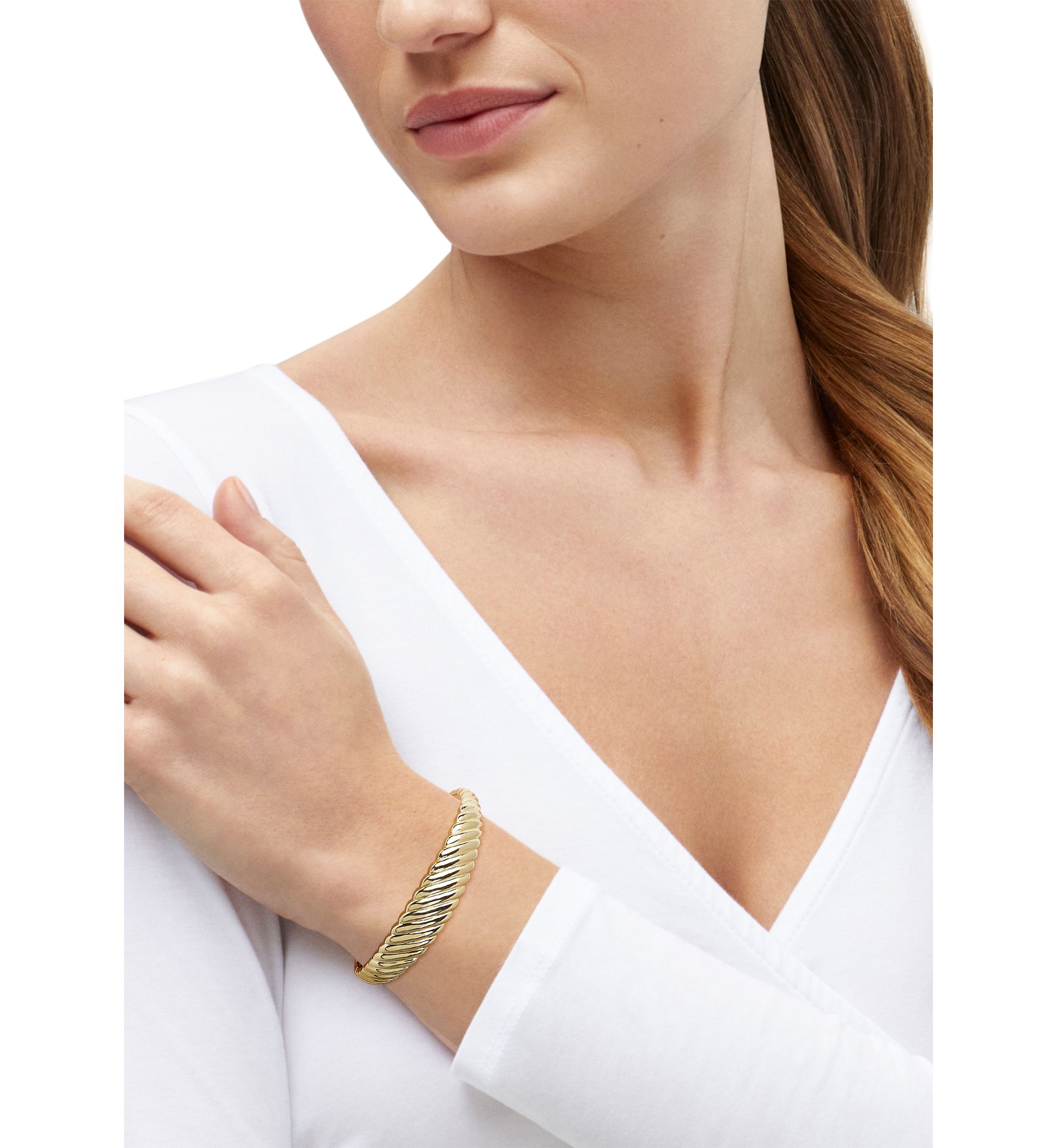 Shrimp Cuff Bangle Bracelet in Gold Over Silver