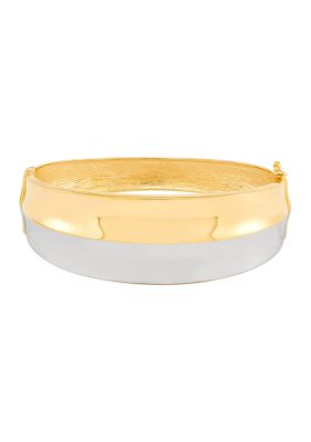 Belk & Co Double Rows Bangle Bracelet in Two Tone Metal, Silver, 7