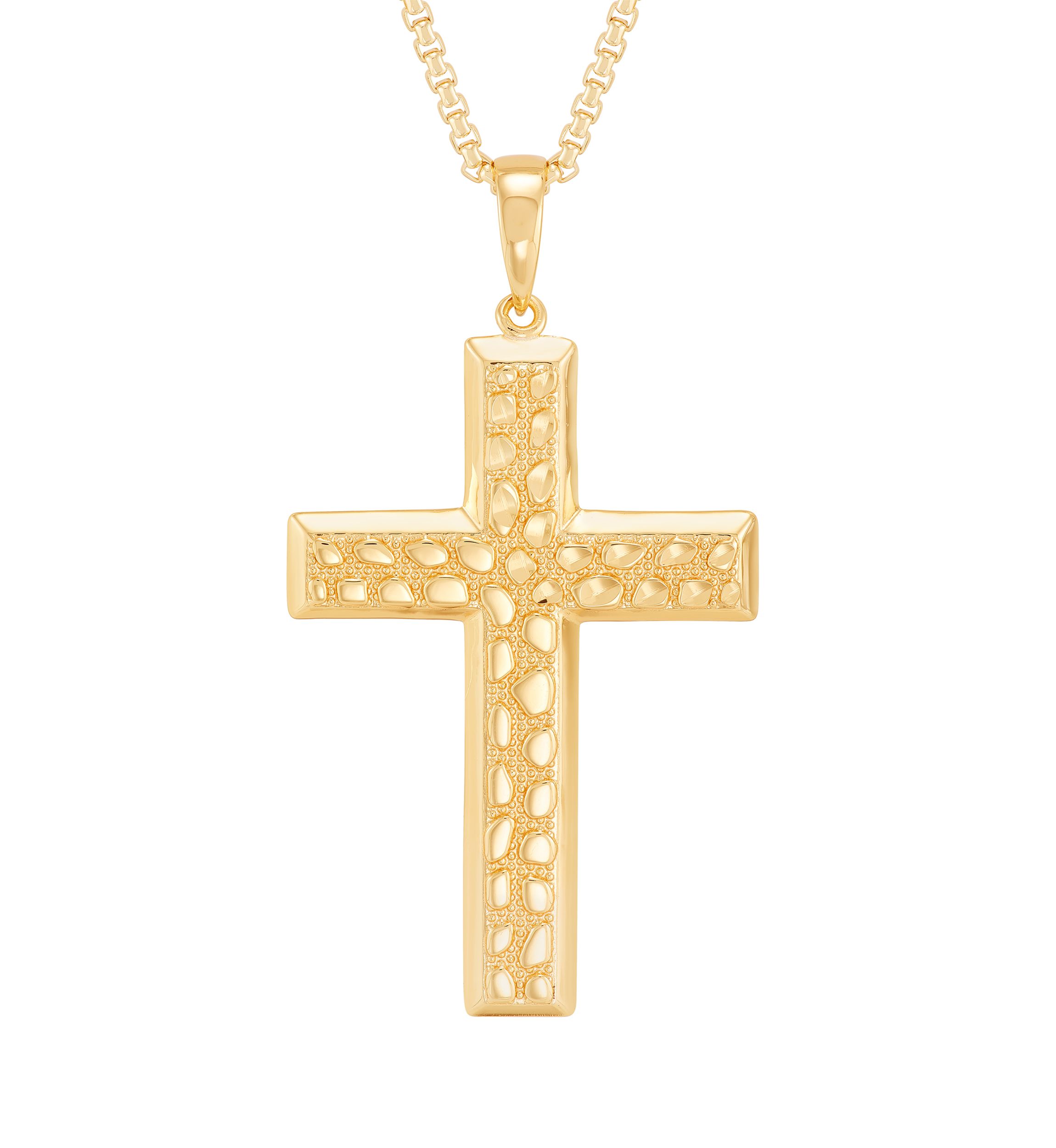 Mens Huggest Large Cross Pendant with 22" Box Chain