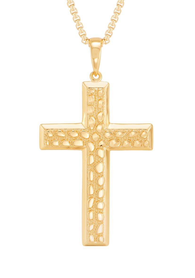 Mens Huggest Large Cross Pendant with 22" Box Chain