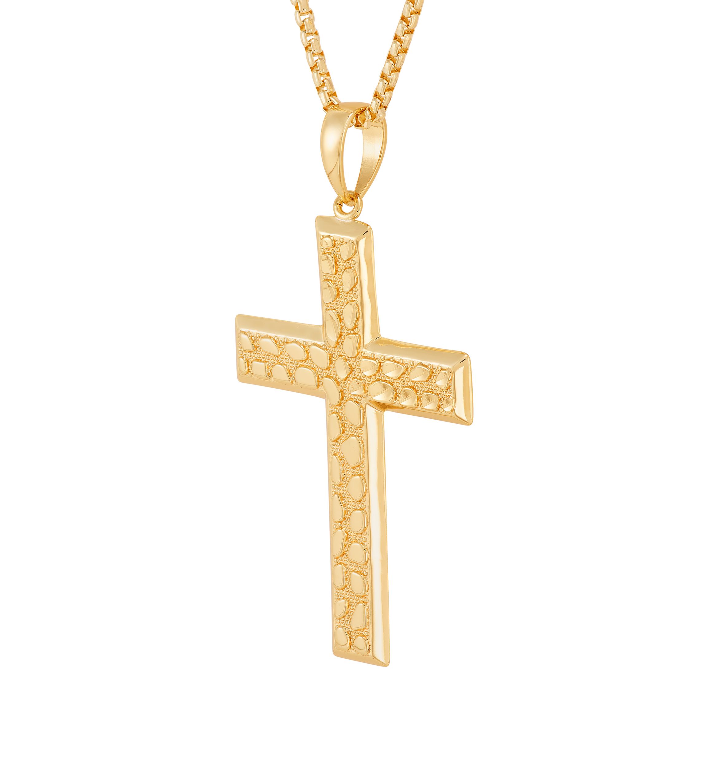 Mens Huggest Large Cross Pendant with 22" Box Chain