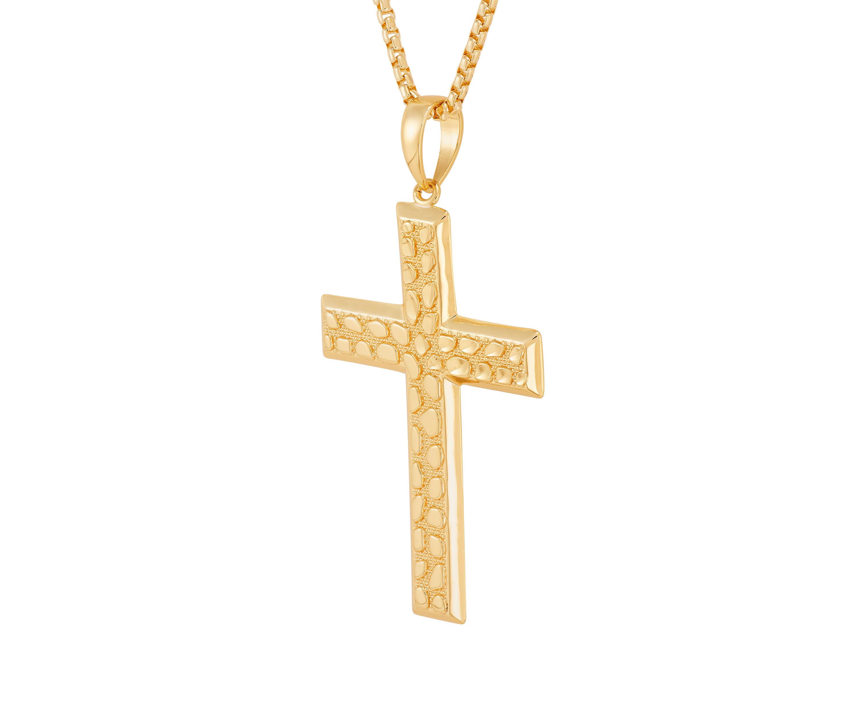 Mens Huggest Large Cross Pendant with 22" Box Chain