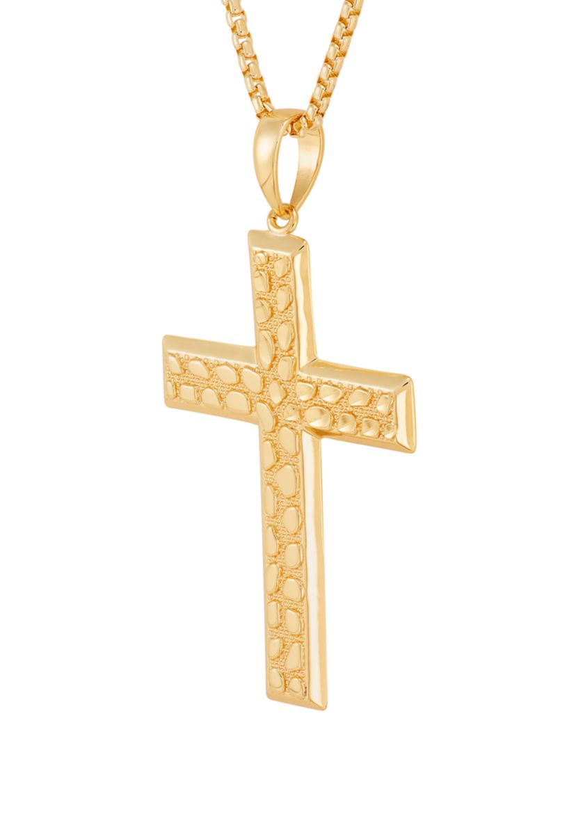 Mens Huggest Large Cross Pendant with 22" Box Chain