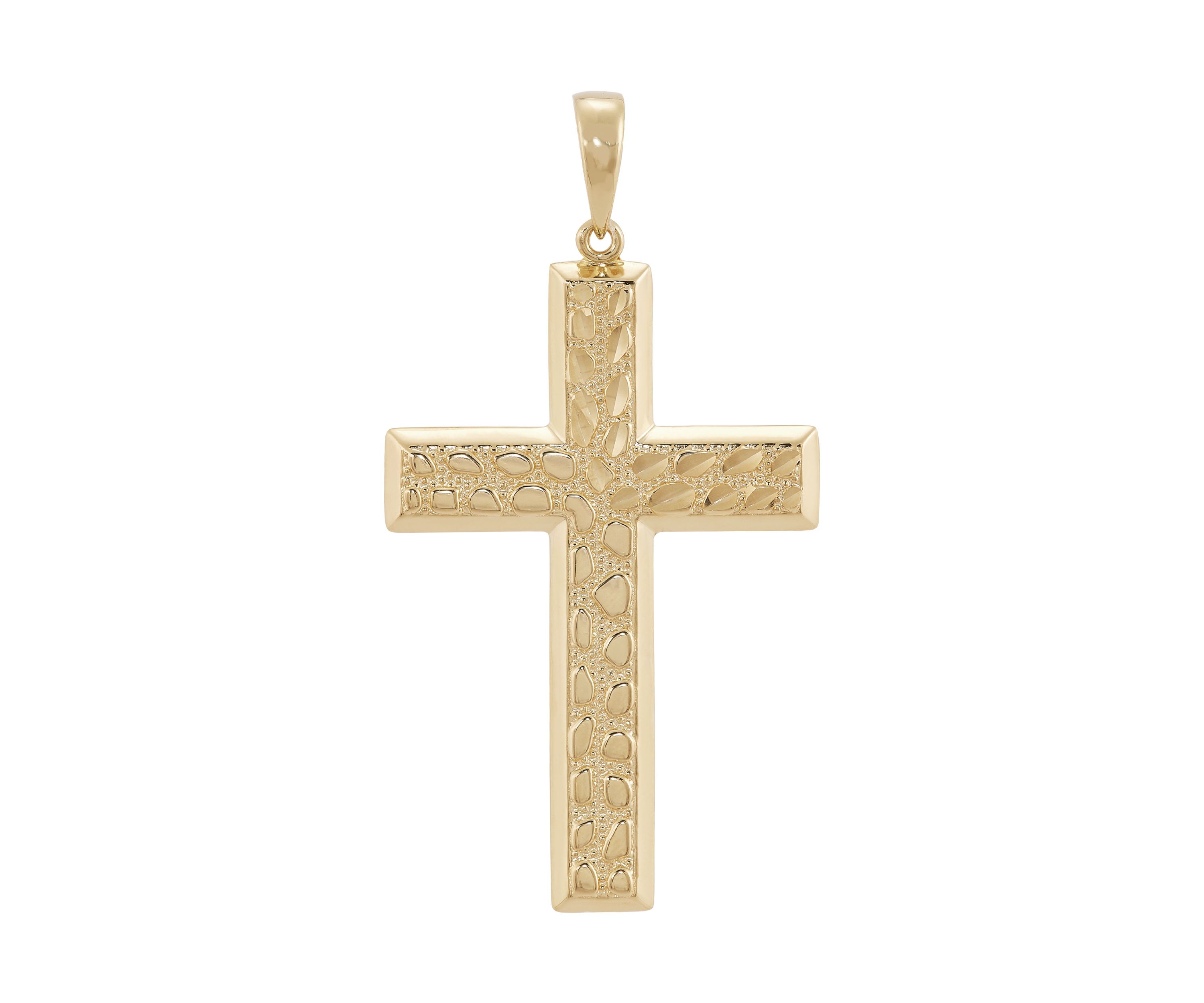 Mens Nuggets Large Cross Pendant in Sterling Silver