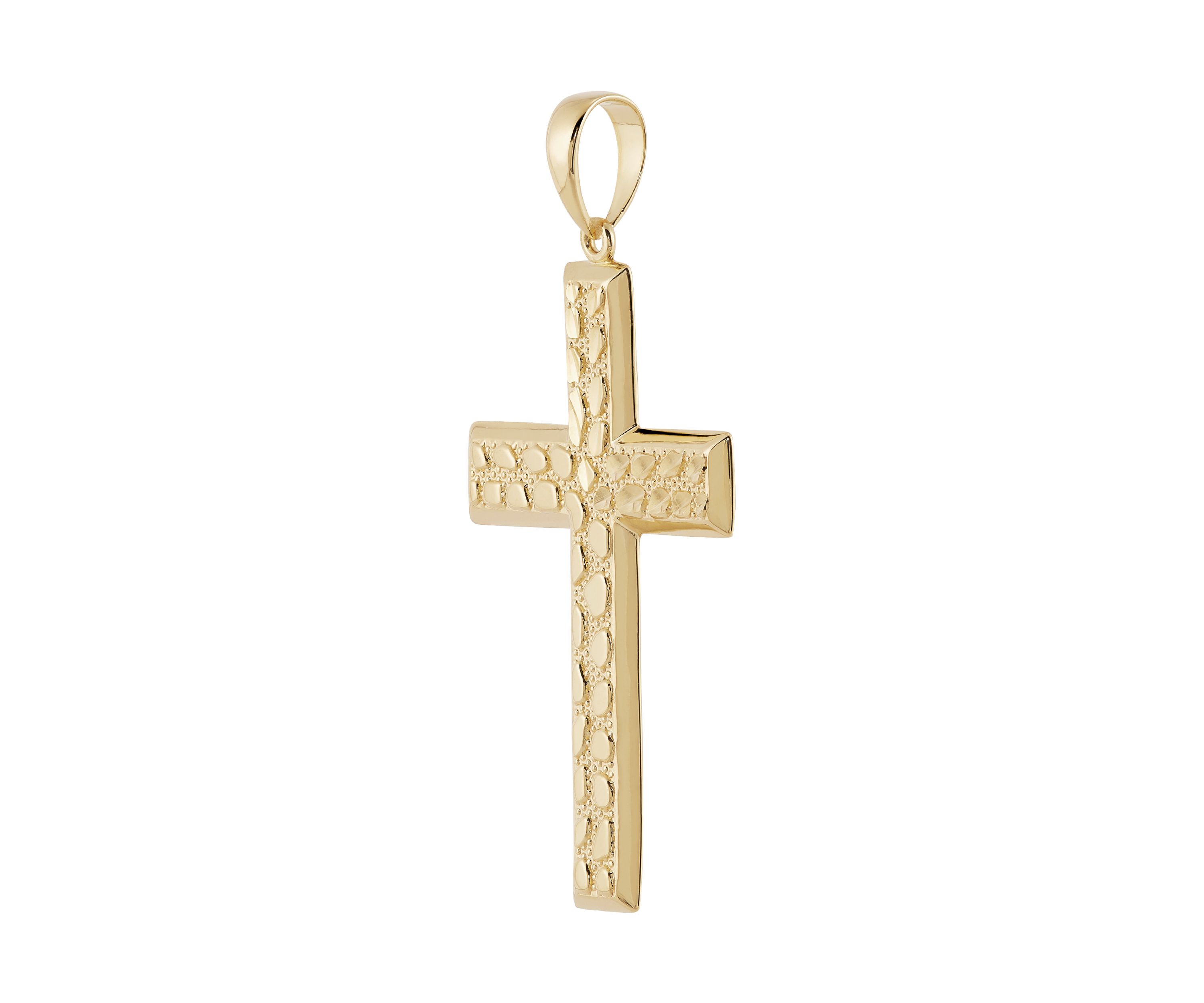 Mens Nuggets Large Cross Pendant in Sterling Silver