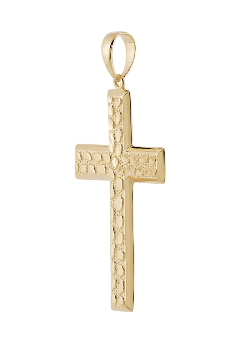 Mens Nuggets Large Cross Pendant in Sterling Silver