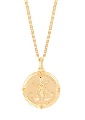 Belk & Co Men's Crucifix on Anchor In Frame Pendant with 22" Mariner Chain in Sterling Silver, 22 in