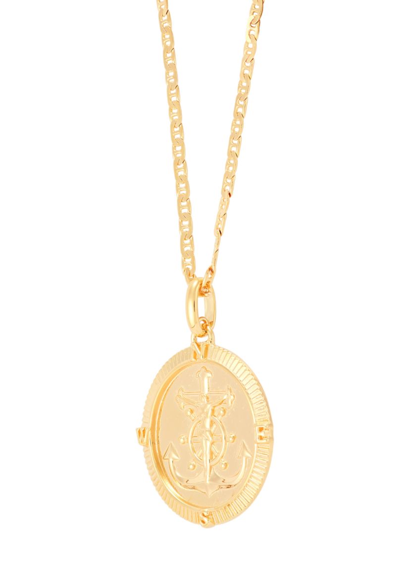 Crucifix on Anchor In Frame Pendant with 22" Mariner Chain in Sterling Silver