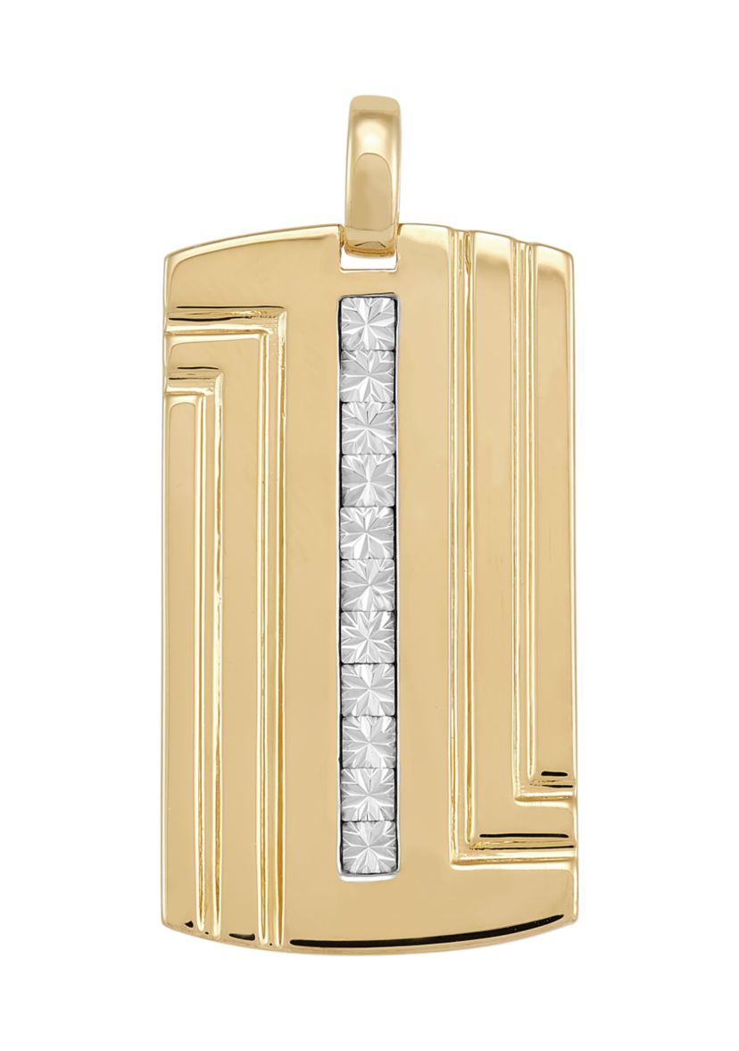 Dog Tag Pendant in Gold Over Sterling Silver