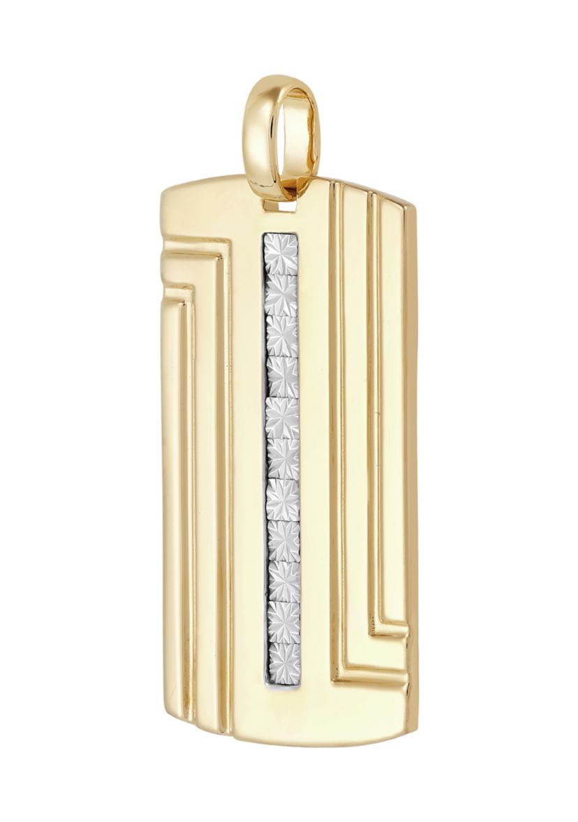 Dog Tag Pendant in Gold Over Sterling Silver