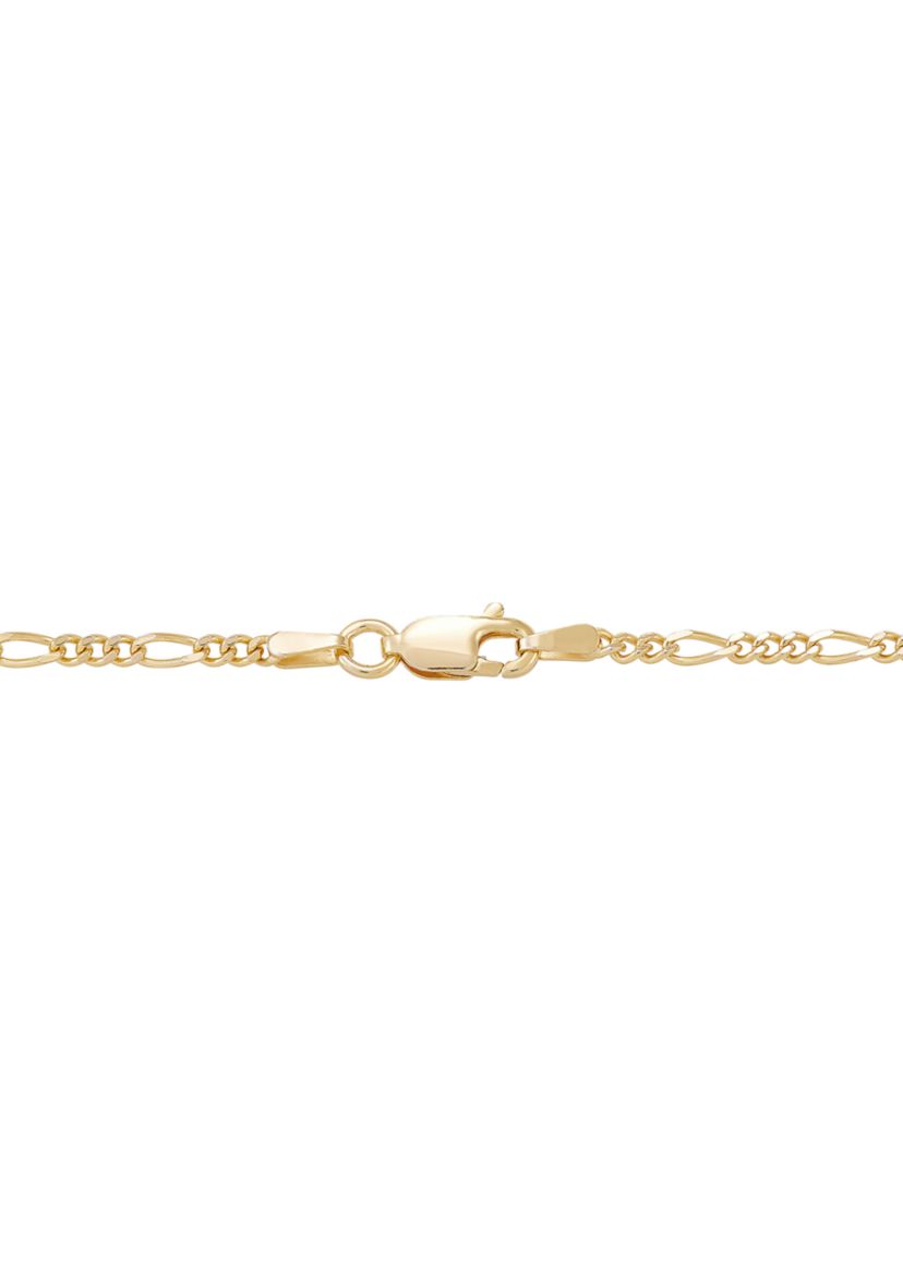Compass Pendant Necklace with 22" Figaro Chain in Gold Over Sterling Silver