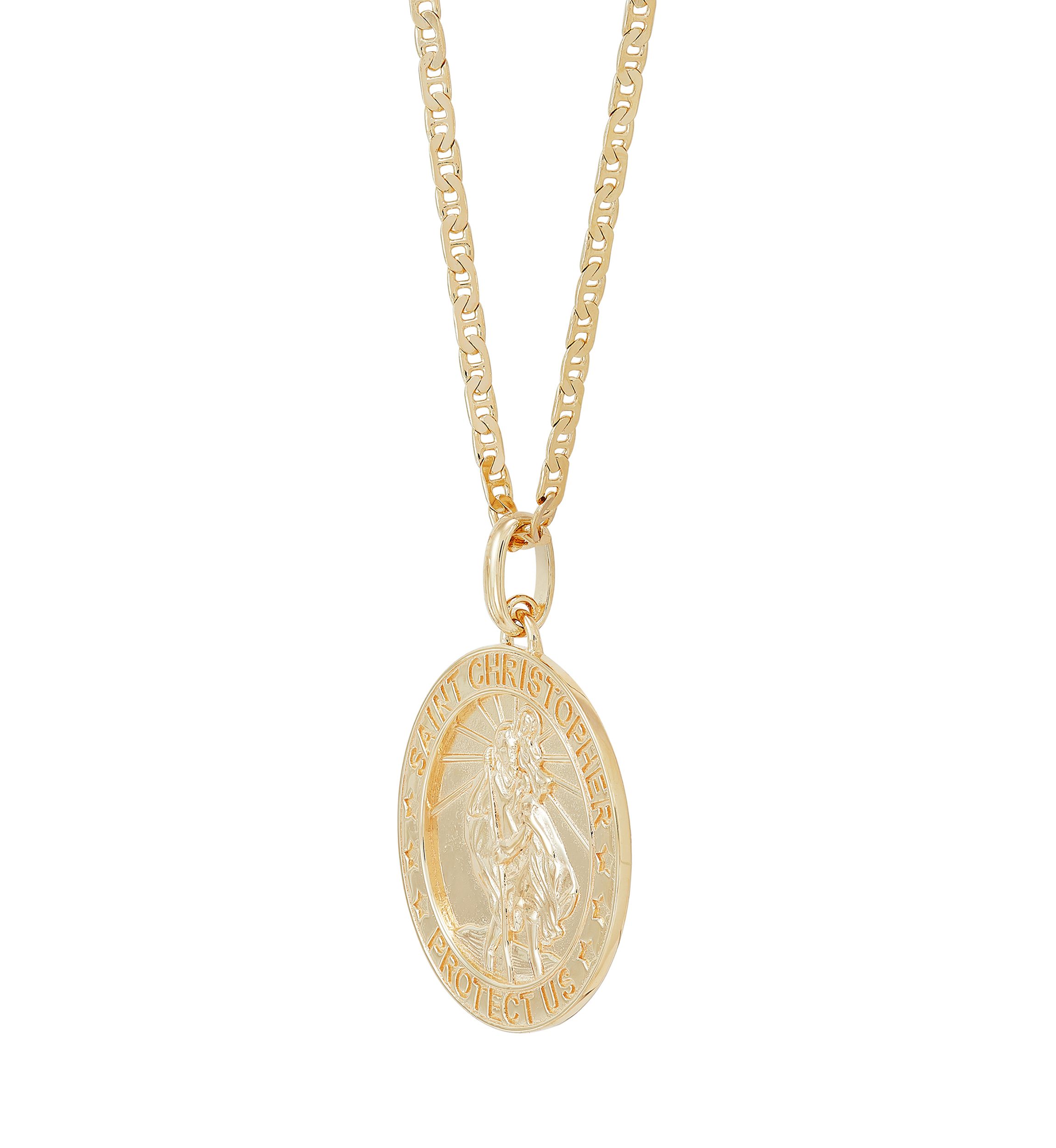 Christopher Pendant Necklace with 22" Mariner Chain in Gold Over Sterling Silver