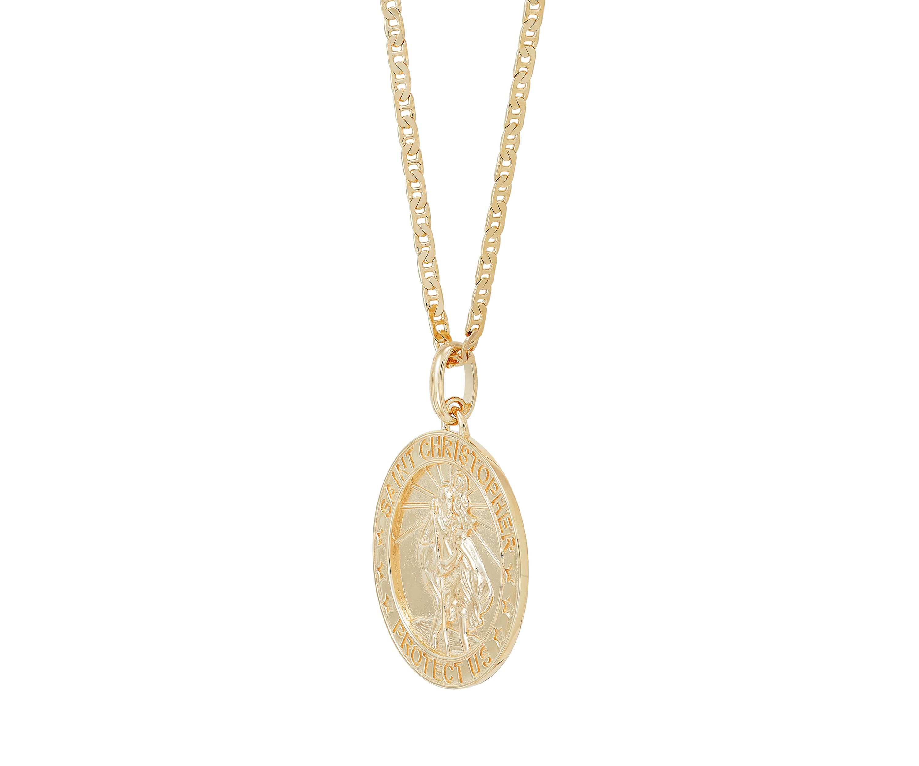 Christopher Pendant Necklace with 22" Mariner Chain in Gold Over Sterling Silver