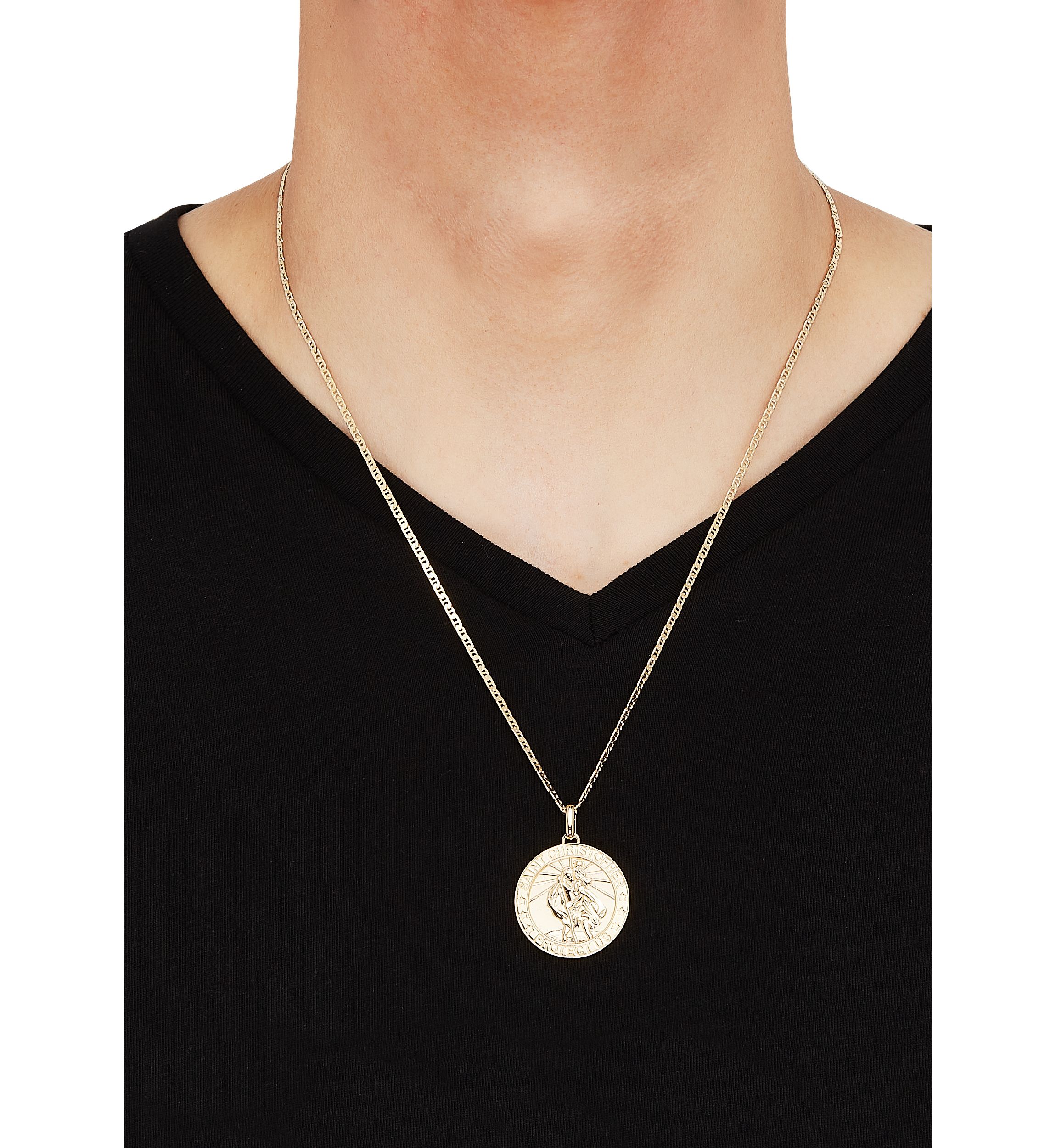 Christopher Pendant Necklace with 22" Mariner Chain in Gold Over Sterling Silver