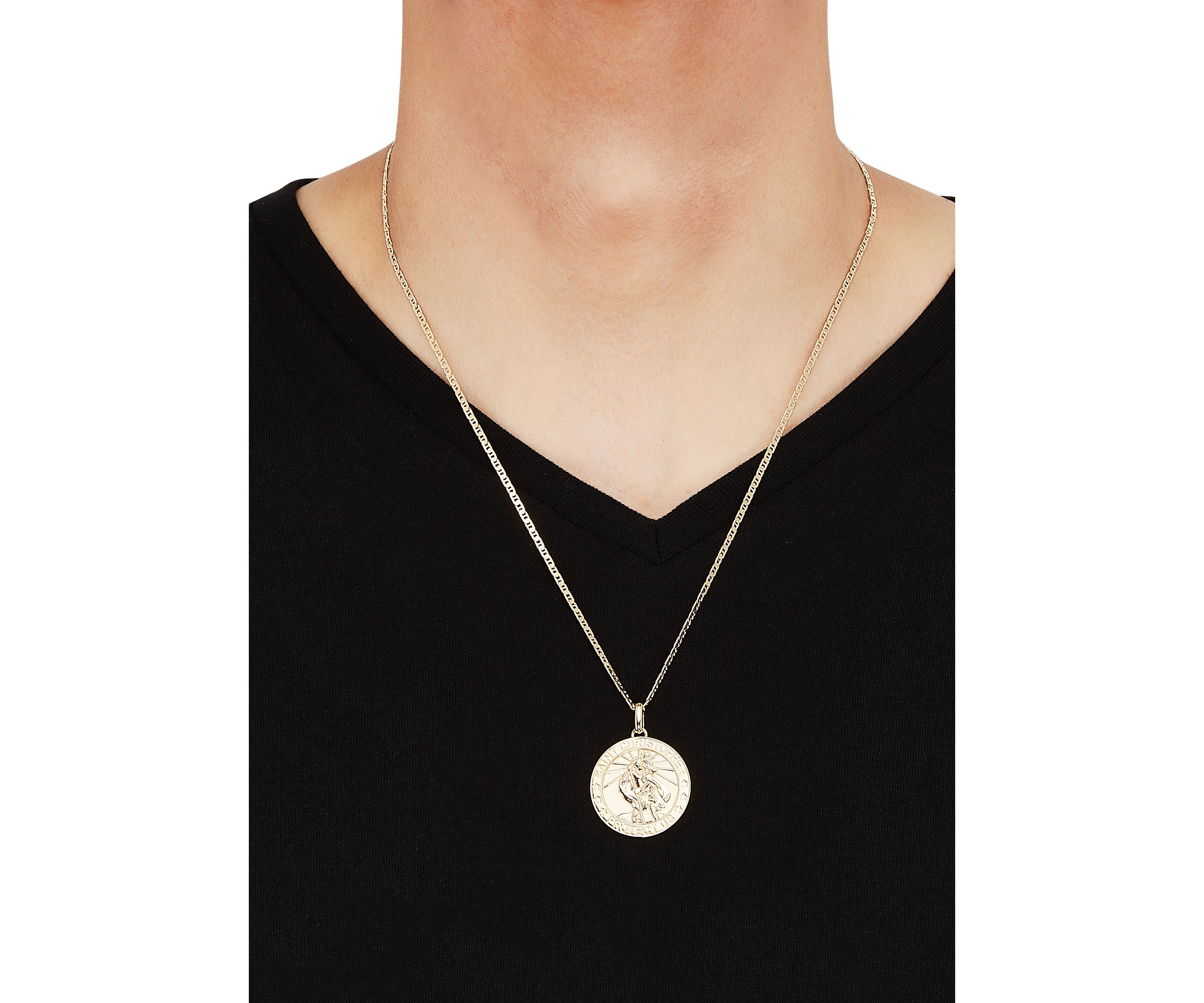Christopher Pendant Necklace with 22" Mariner Chain in Gold Over Sterling Silver
