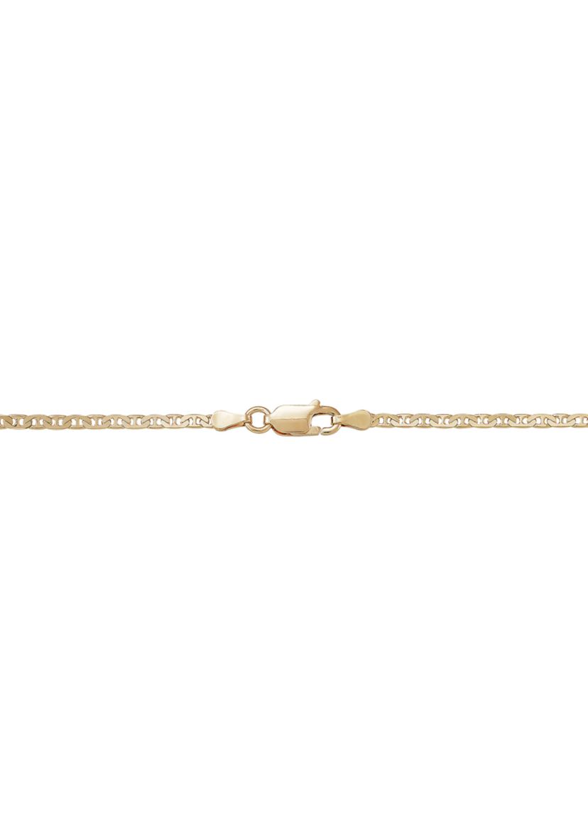 Cross Dog Tag Pendant Necklace with 22" Mariner Chain in Gold Over Sterling Silver