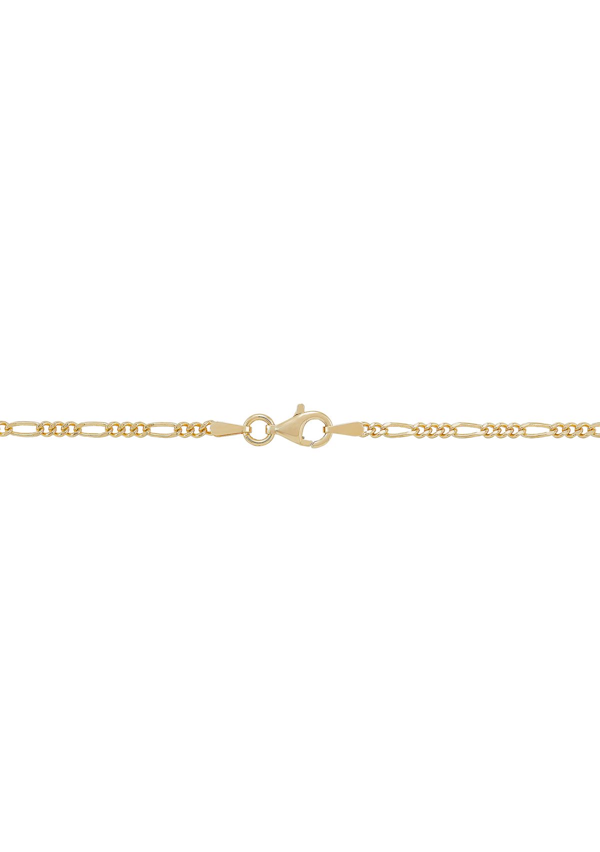 Oval Praying Hand Cross Pendent Necklace in 22" Figaro Chain in Gold Over Sterling Silver