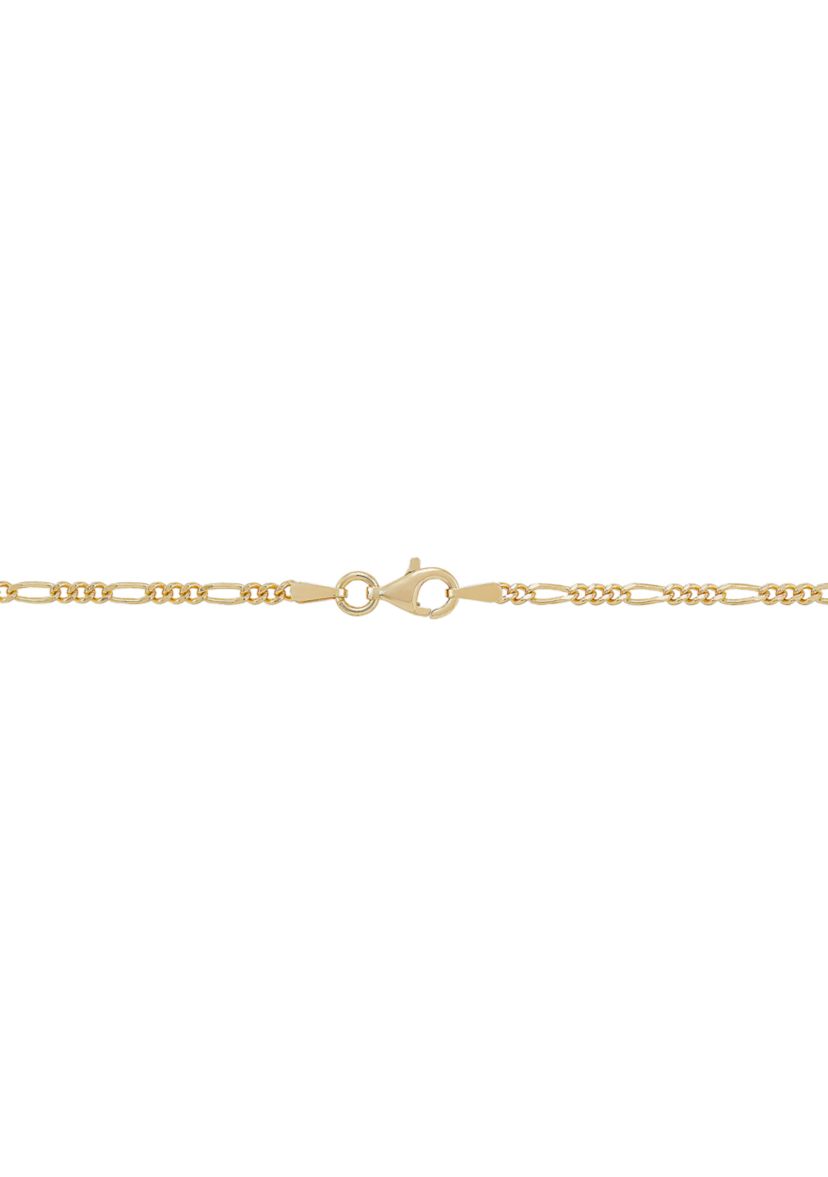 Oval Praying Hand Cross Pendent Necklace in 22" Figaro Chain in Gold Over Sterling Silver