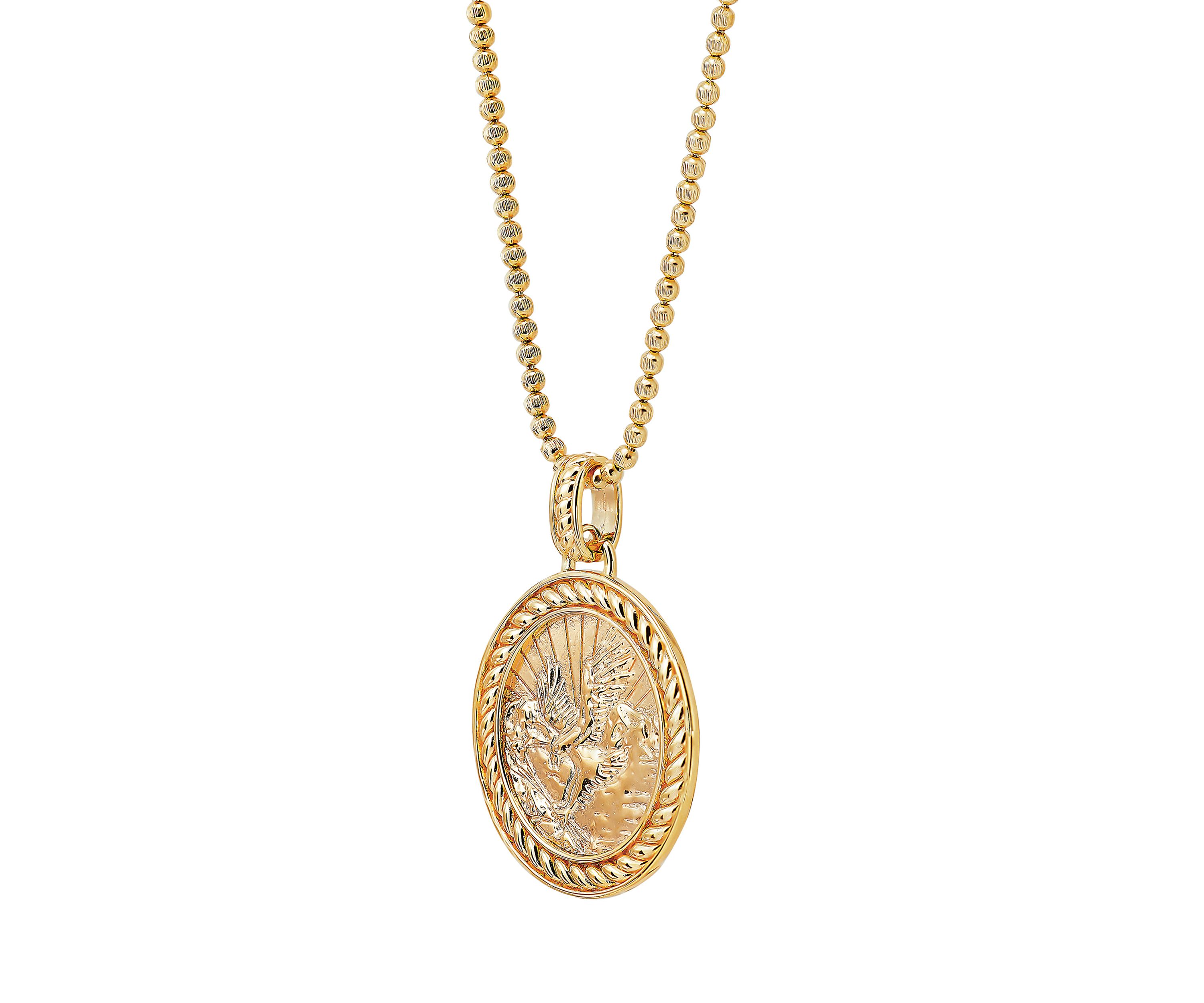 Eagle Pendant Necklace on 22" Bead Chain in Gold Over Sterling Silver