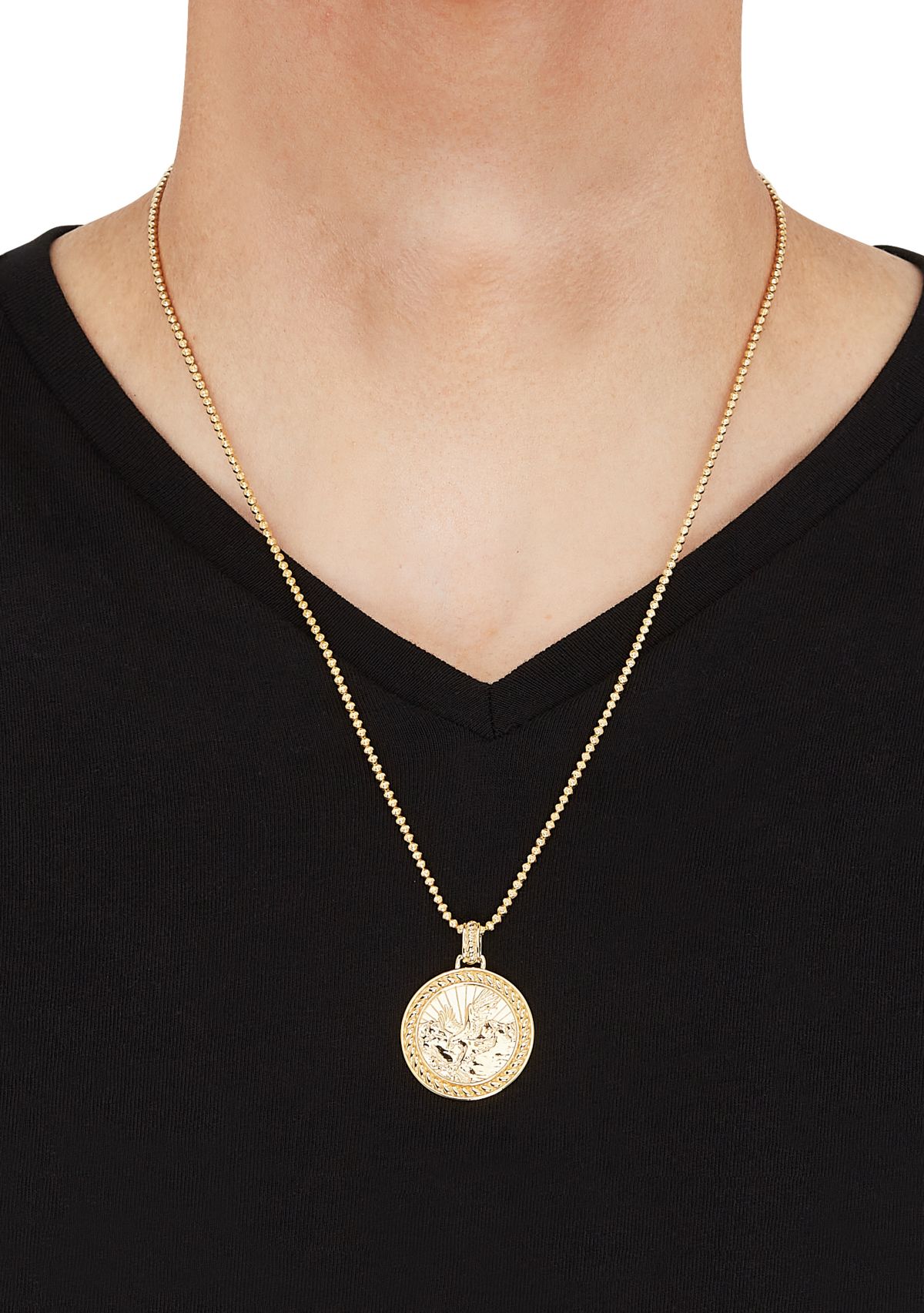 Eagle Pendant Necklace on 22" Bead Chain in Gold Over Sterling Silver