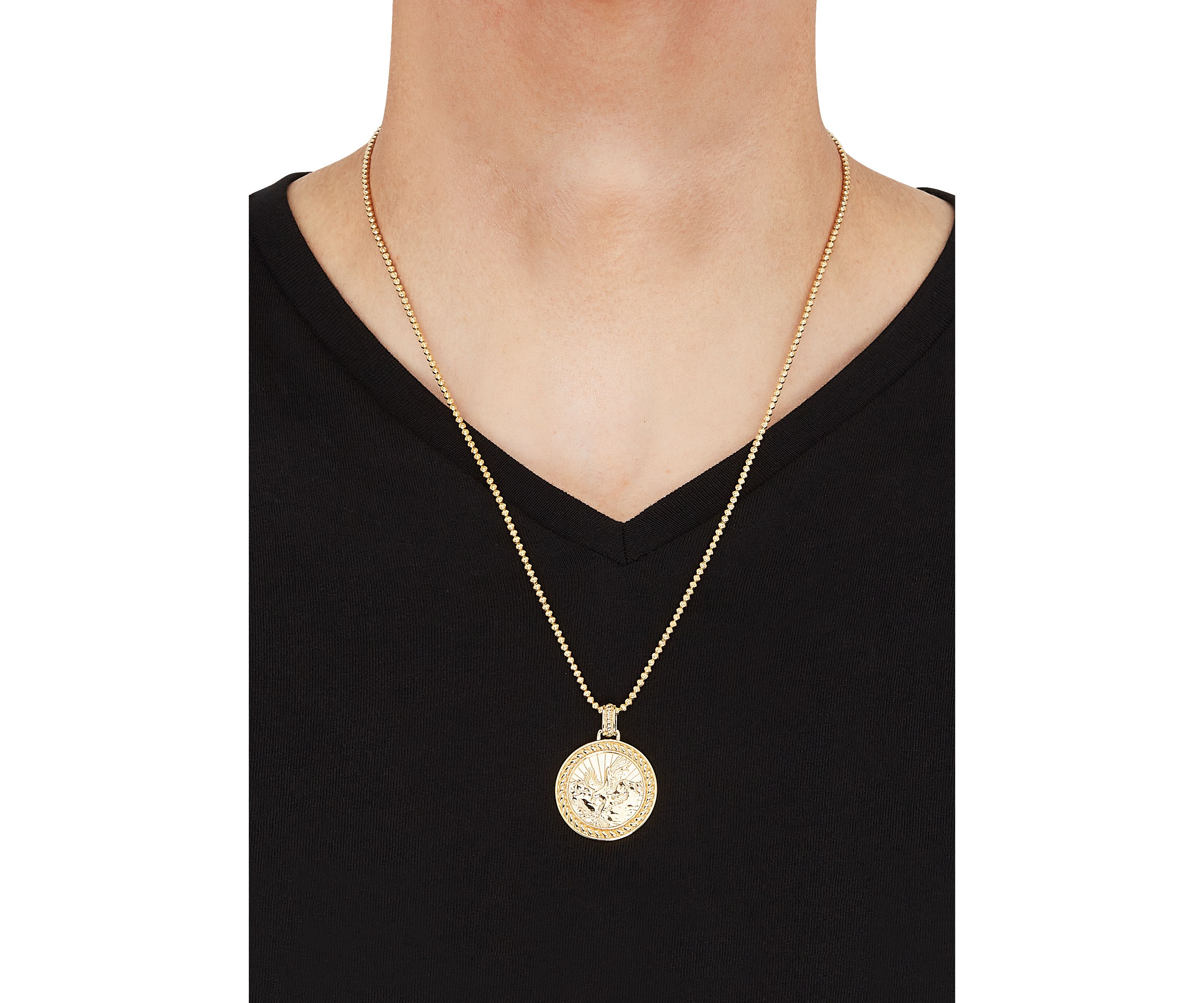 Eagle Pendant Necklace on 22" Bead Chain in Gold Over Sterling Silver