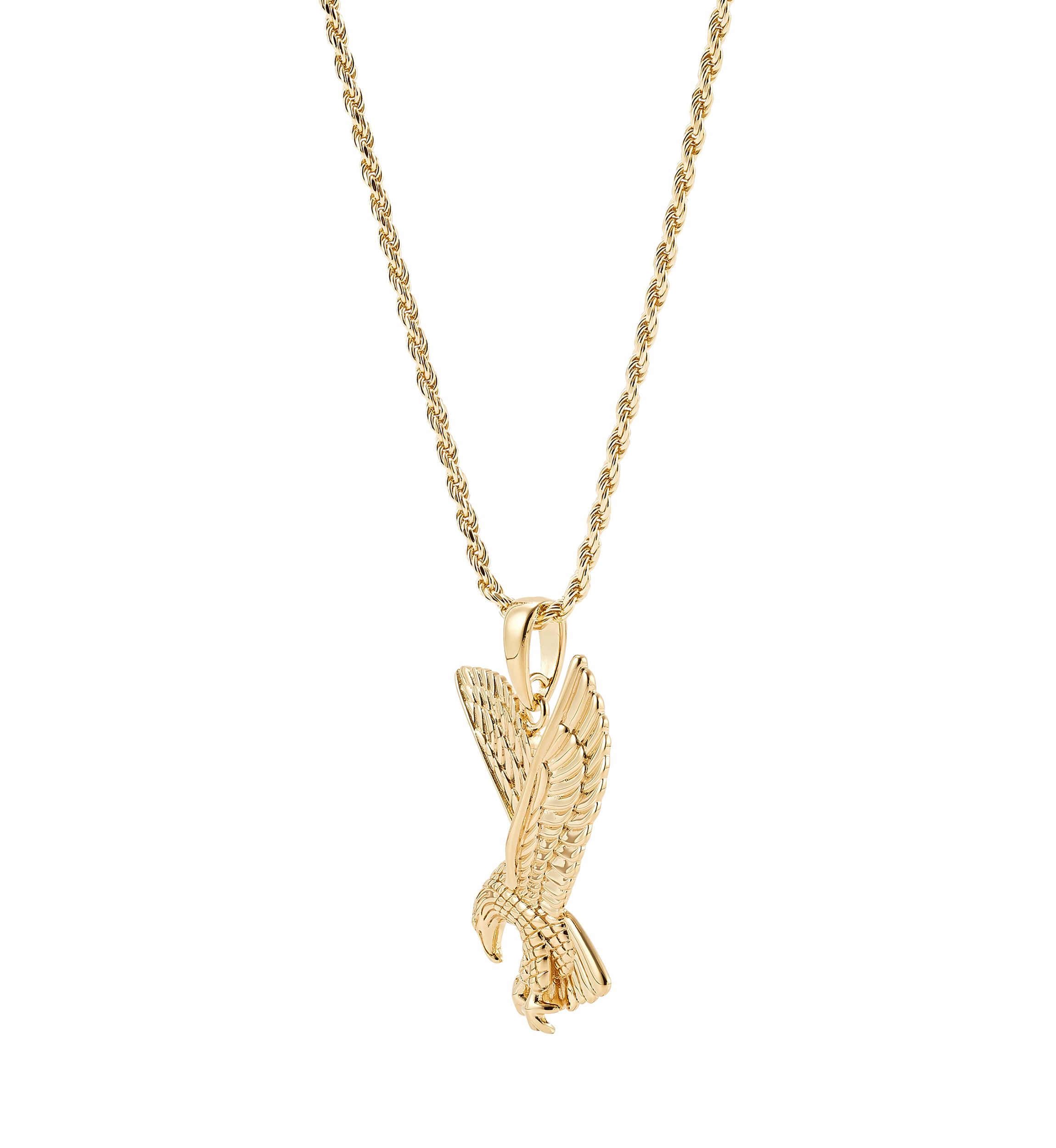 Eagle Pendant Necklace in 22" Rope Chain with Sterling Silver