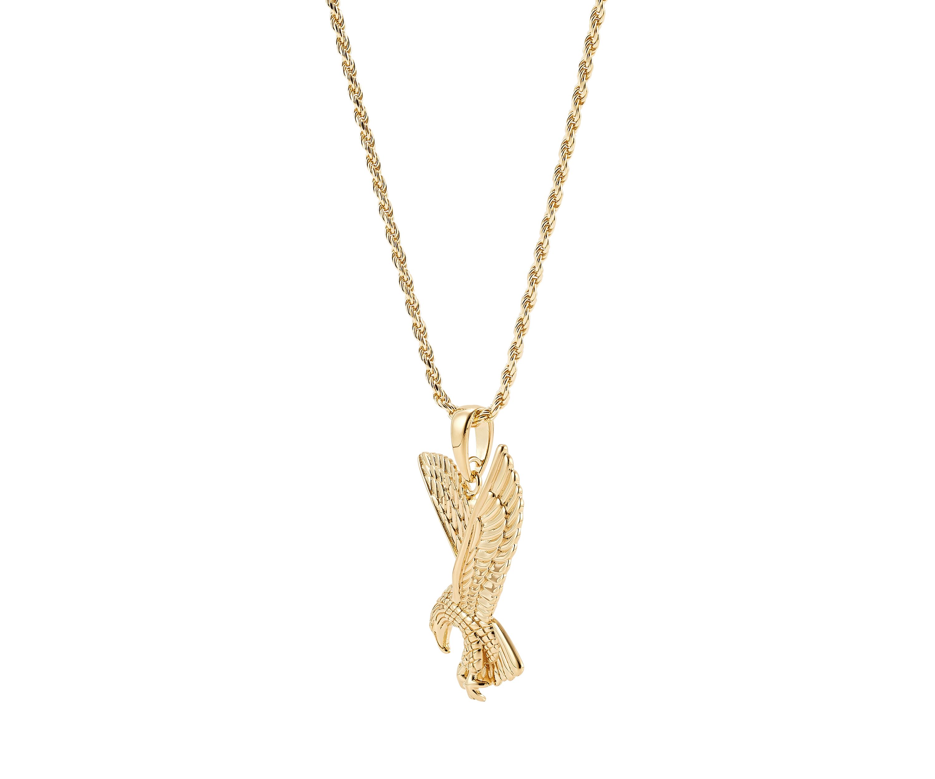Eagle Pendant Necklace in 22" Rope Chain with Sterling Silver