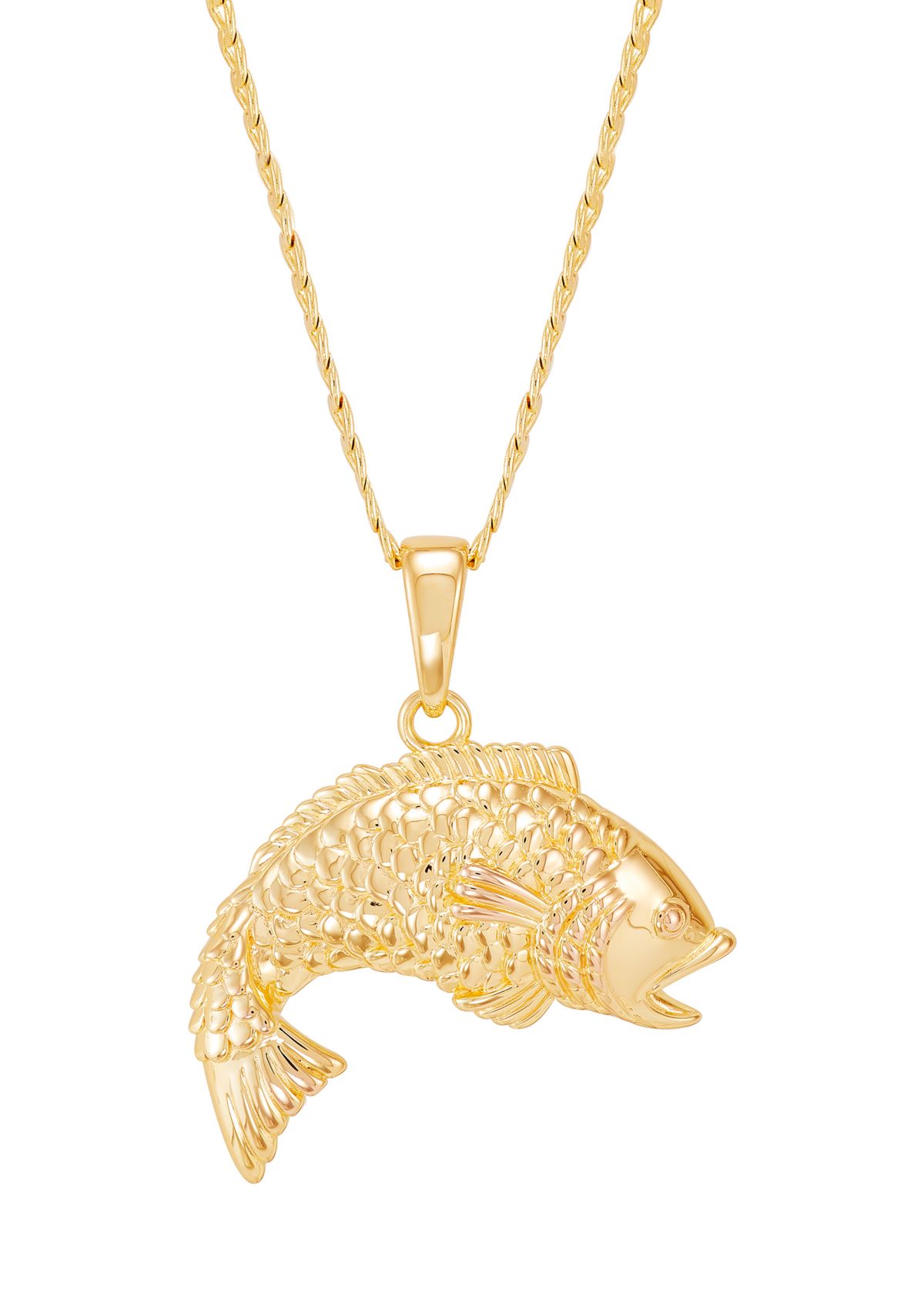 Fish Pendant with 22" Curb Chain in Sterling Silver