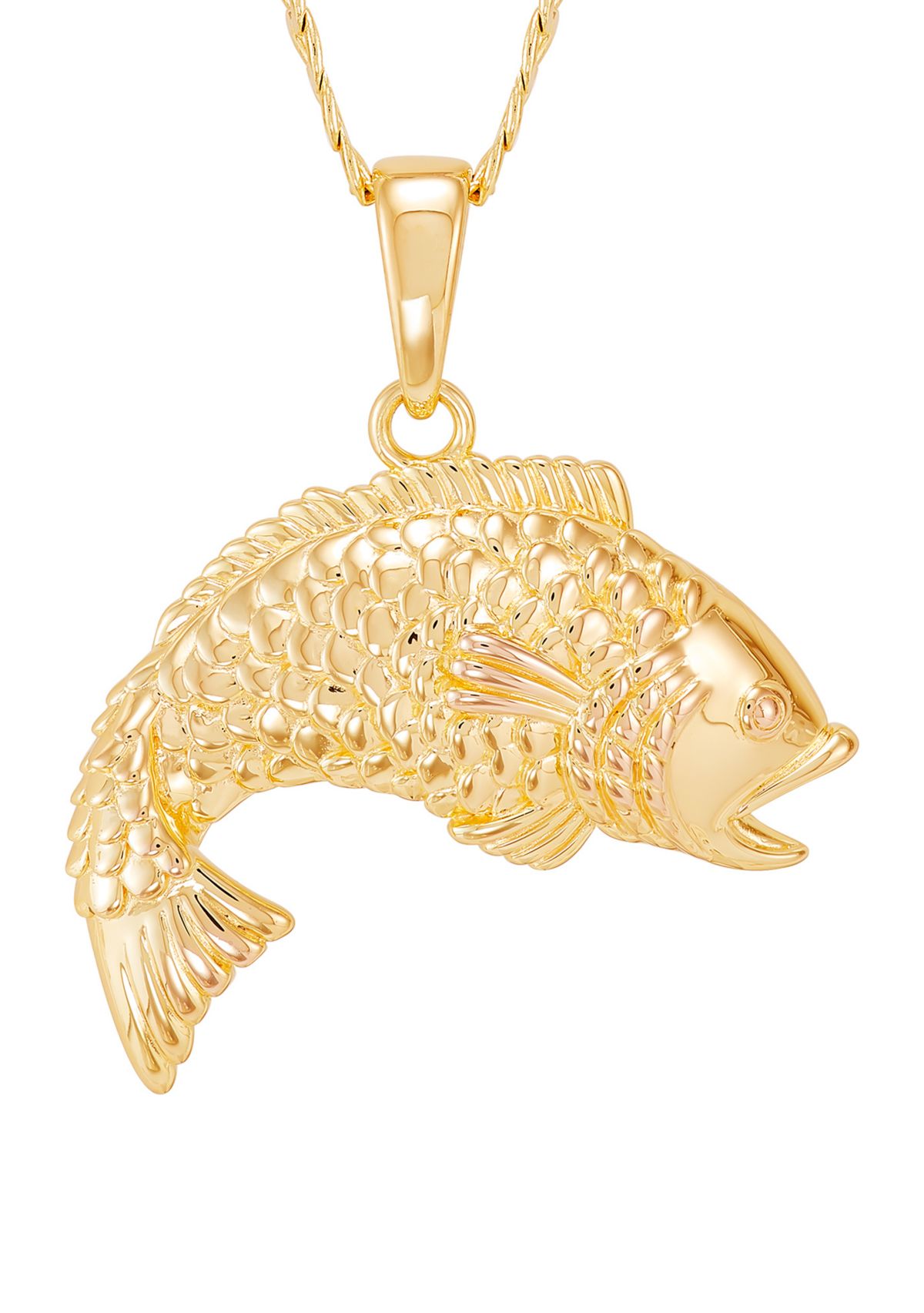 Fish Pendant with 22" Curb Chain in Sterling Silver