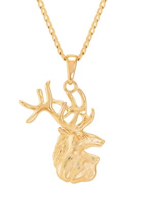 Belk & Co Deer Pendant with 22" Curb Chain in Sterling Silver, 22 in
